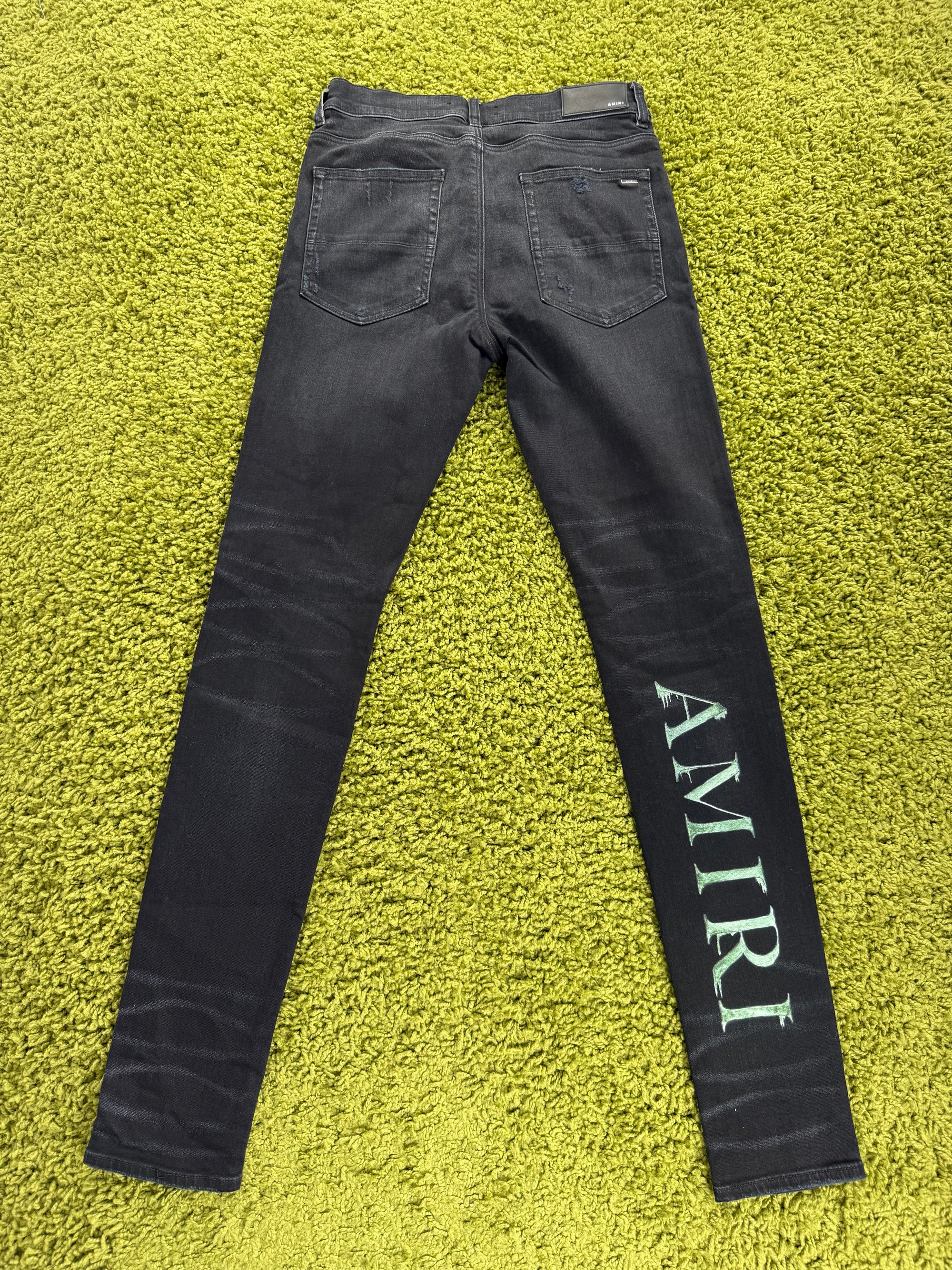 Jeans Amiri Nero con dettagli Verdi 34