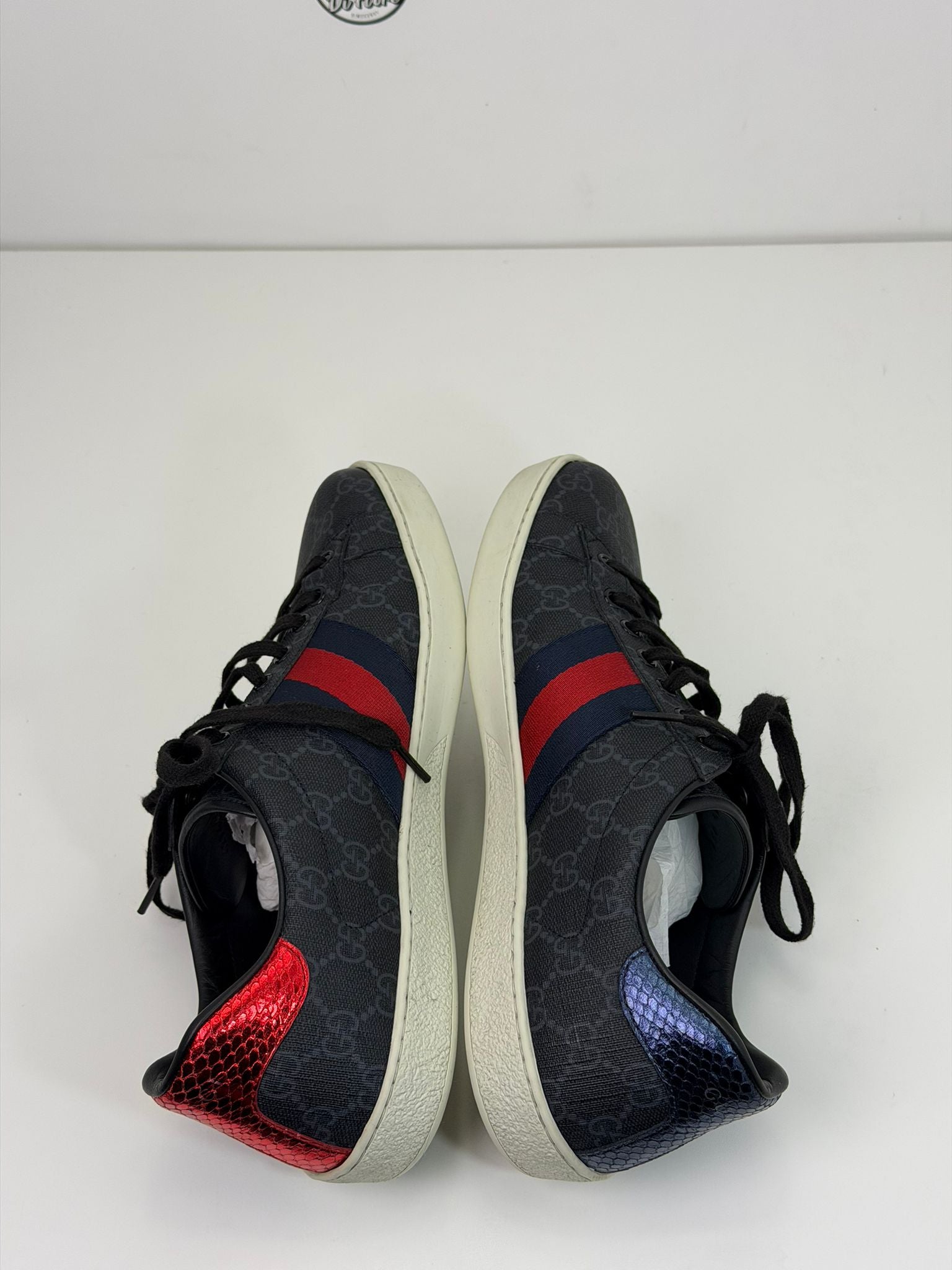 Gucci ace Size 9.5=43.5 veste 44 nere blu e rosse