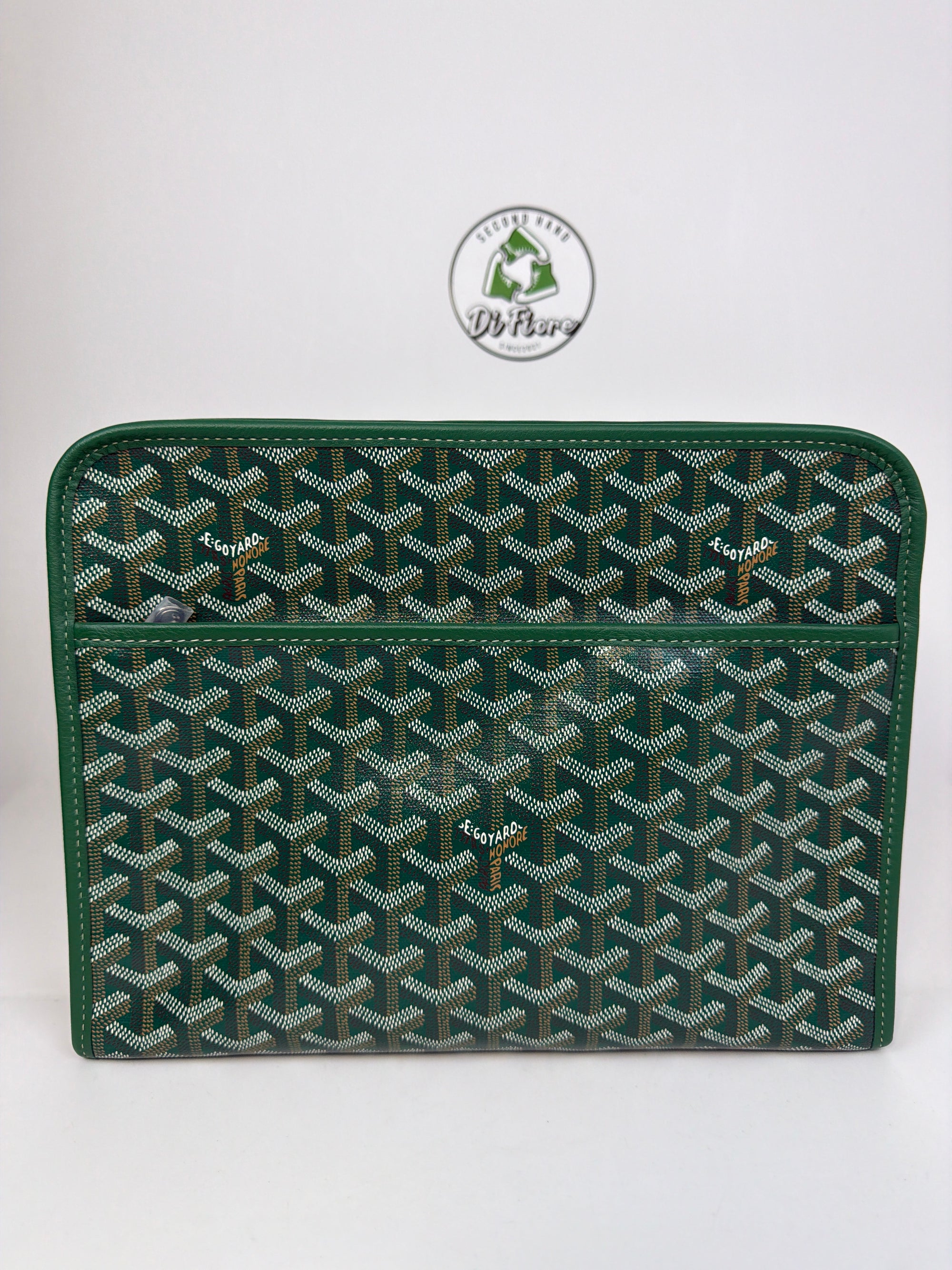 pochette Goyard misura GM verde e arancione