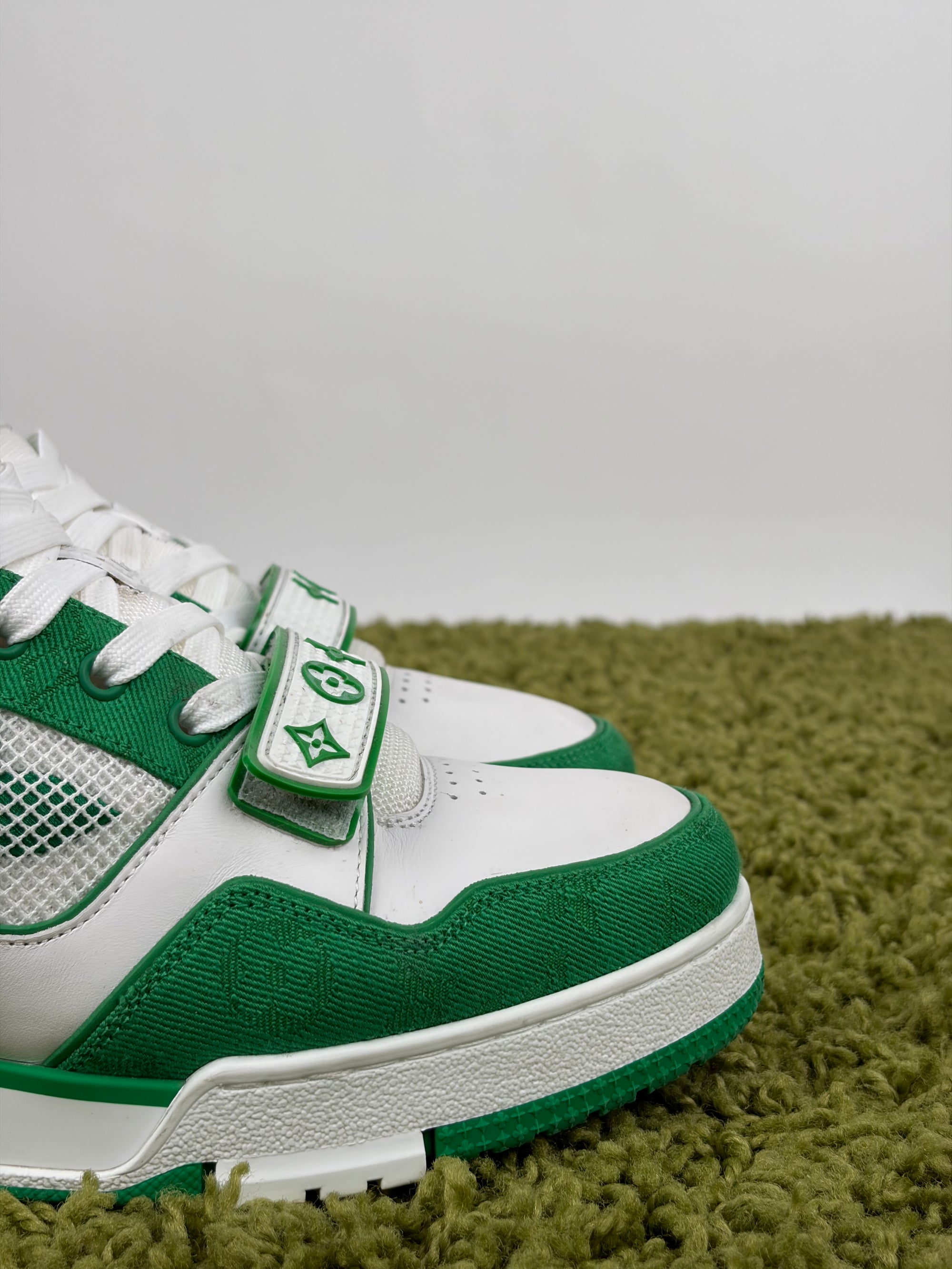 Louis Vuitton Trainer Size 8.5=42.5 calza 43.5 bianche e verdi