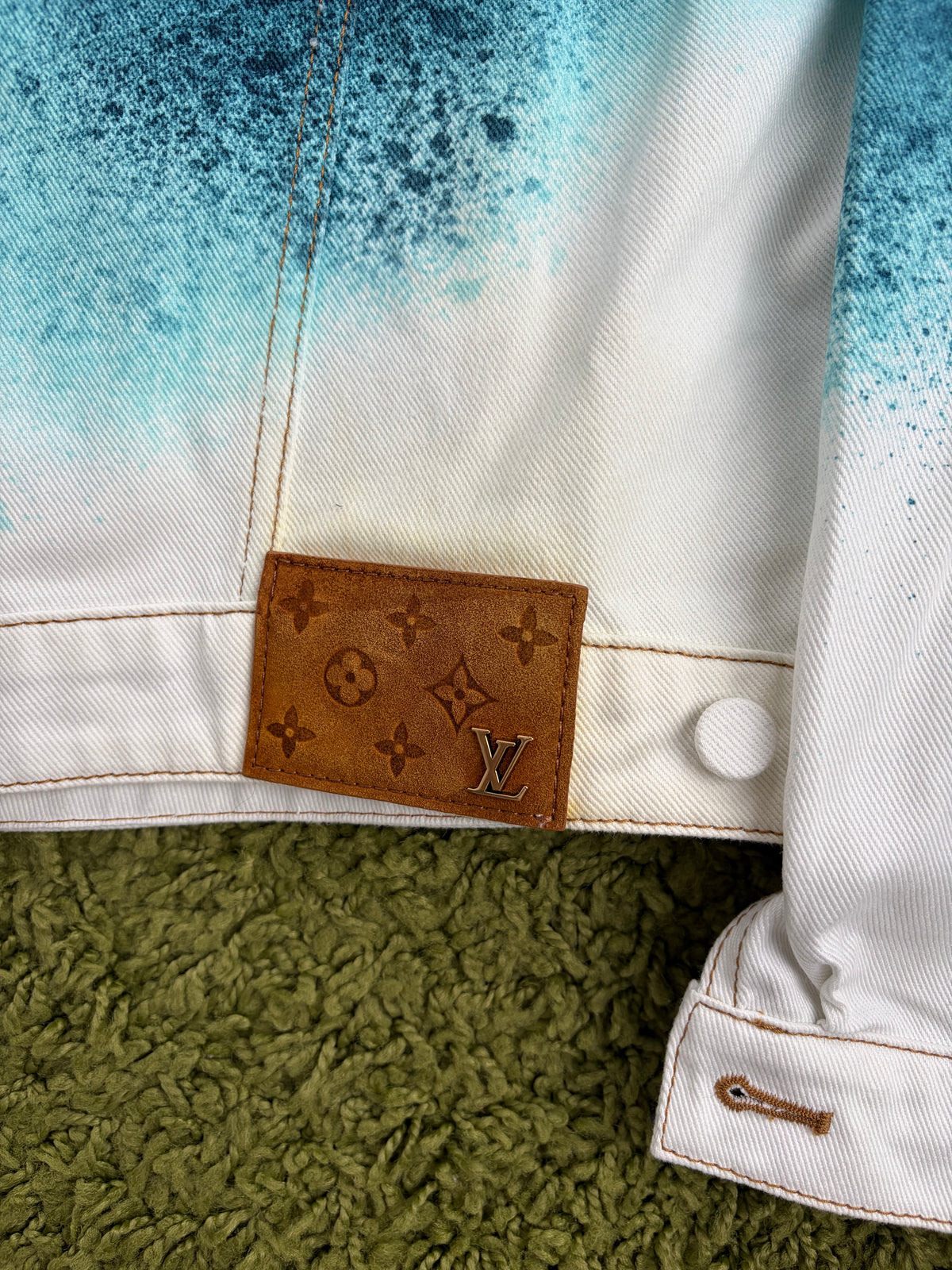Giacca Louis Vuitton Spray in Denim Bianca Multicolor 54