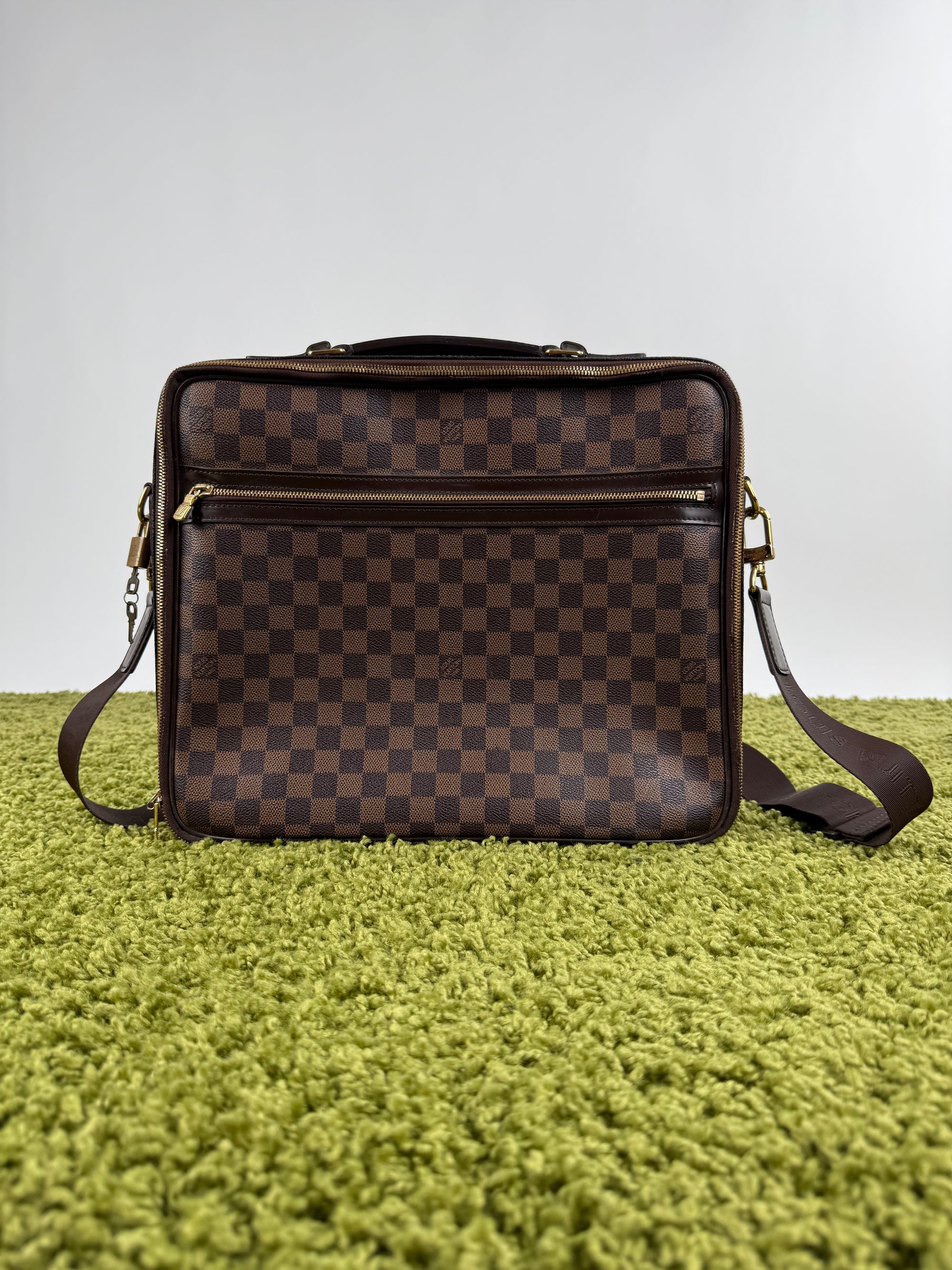 Borsa Sabana In tela Damier Ébène Louis Vuitton Marrone