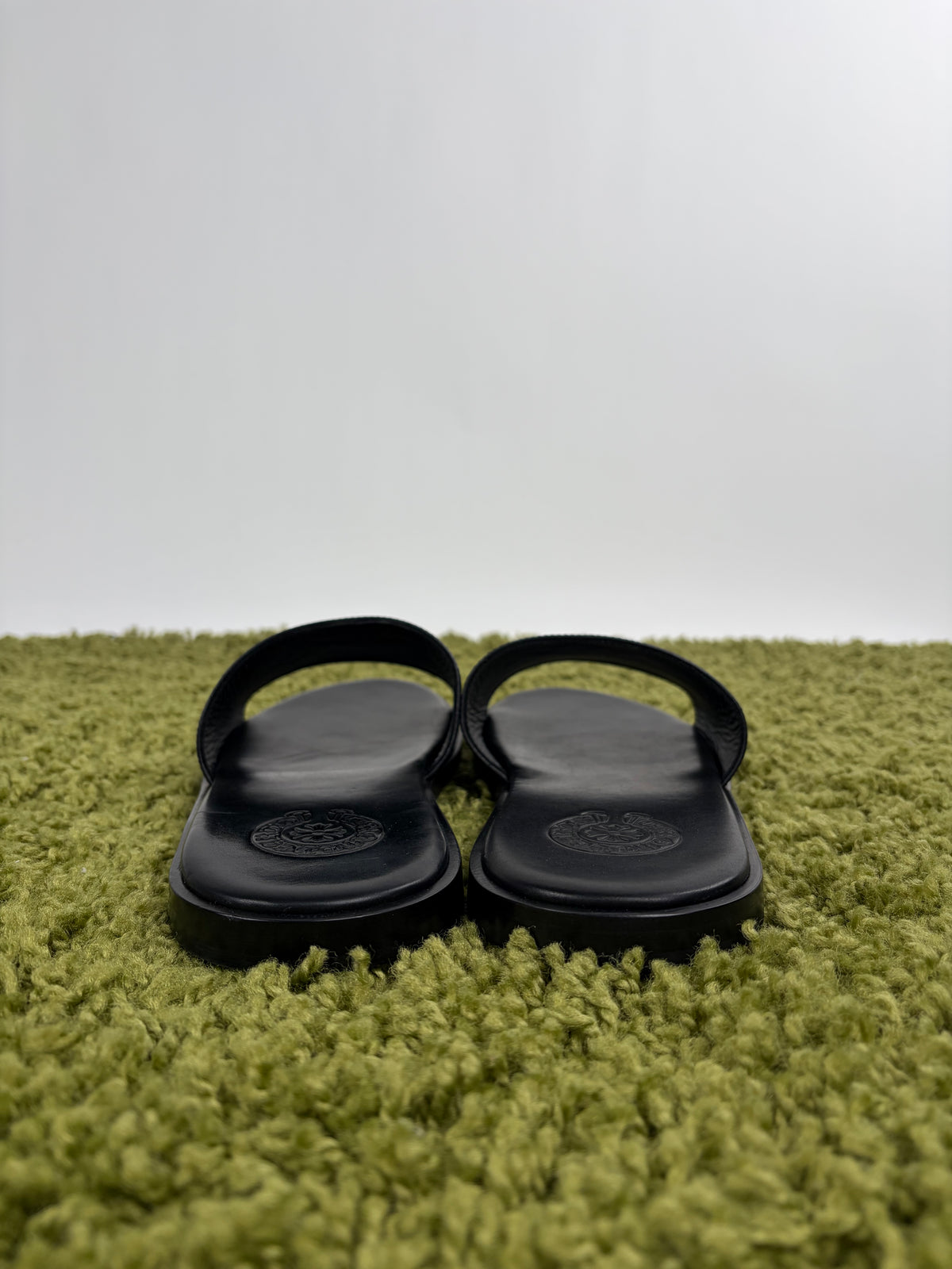 Sandali Slide Chrome Hearts in pelle Nero 45