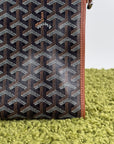 Pochette Goyard Jouvence in tela Goyardine nera con profili marroni