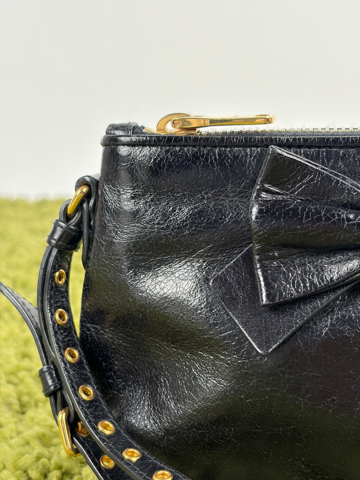 Borsa Miu Miu Pour Accessories Vitello Shine Sac Nera
