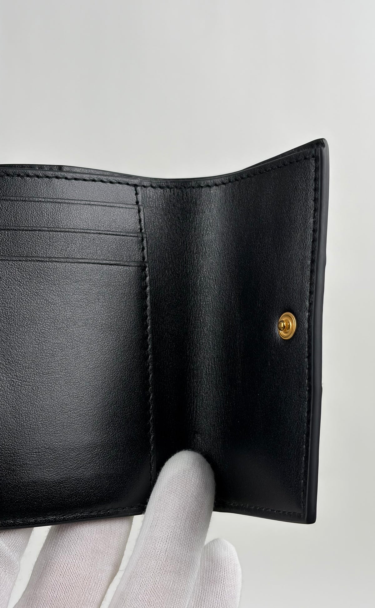 Portafoglio Bottega Veneta Tri-Fold Cassette Small Nero