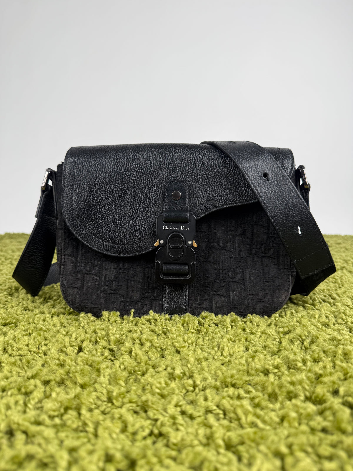 Borsa a tracolla saddle in jacquard Christian Dior Nero