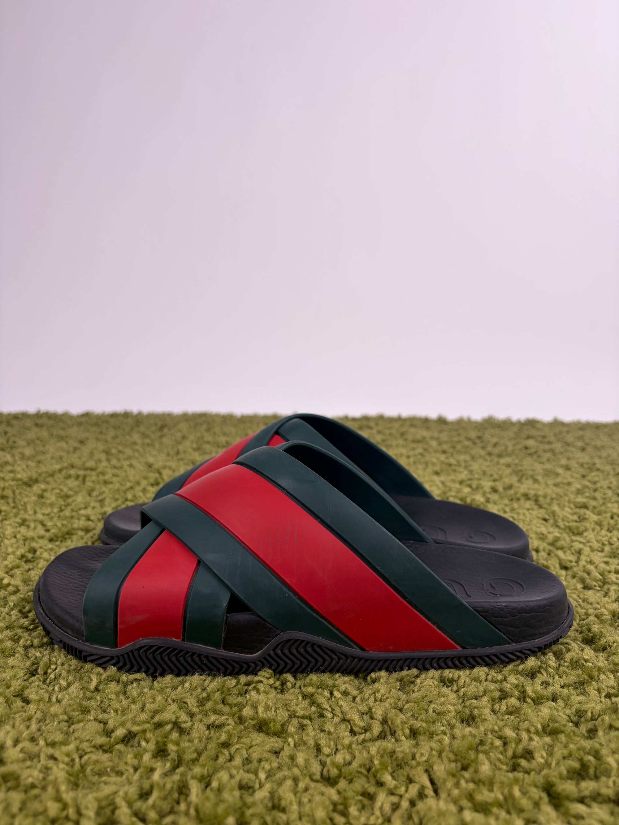 Sandali Gucci Size 9=43 nere verdi e rosse