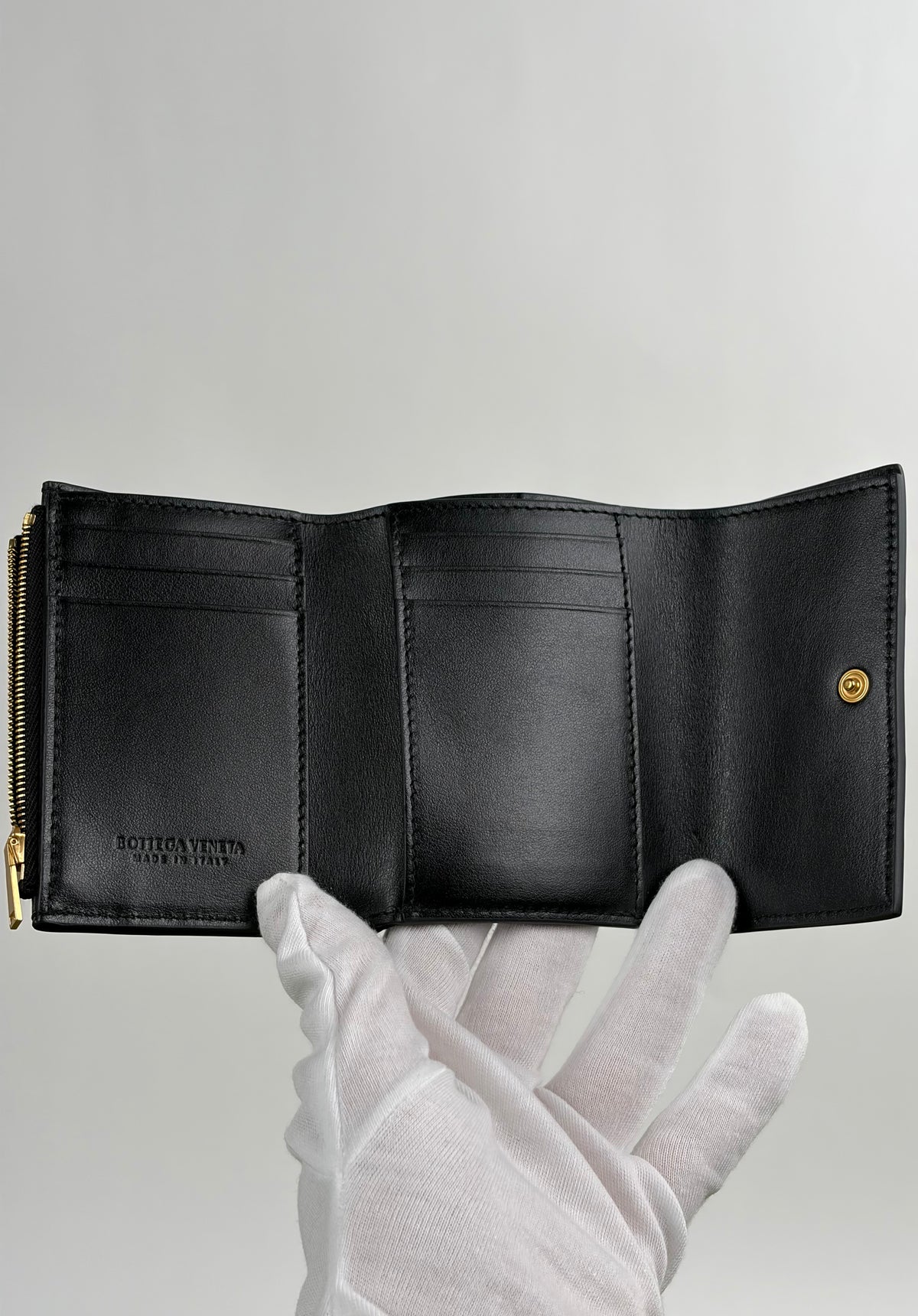 Portafoglio Bottega Veneta Tri-Fold Cassette Small Nero
