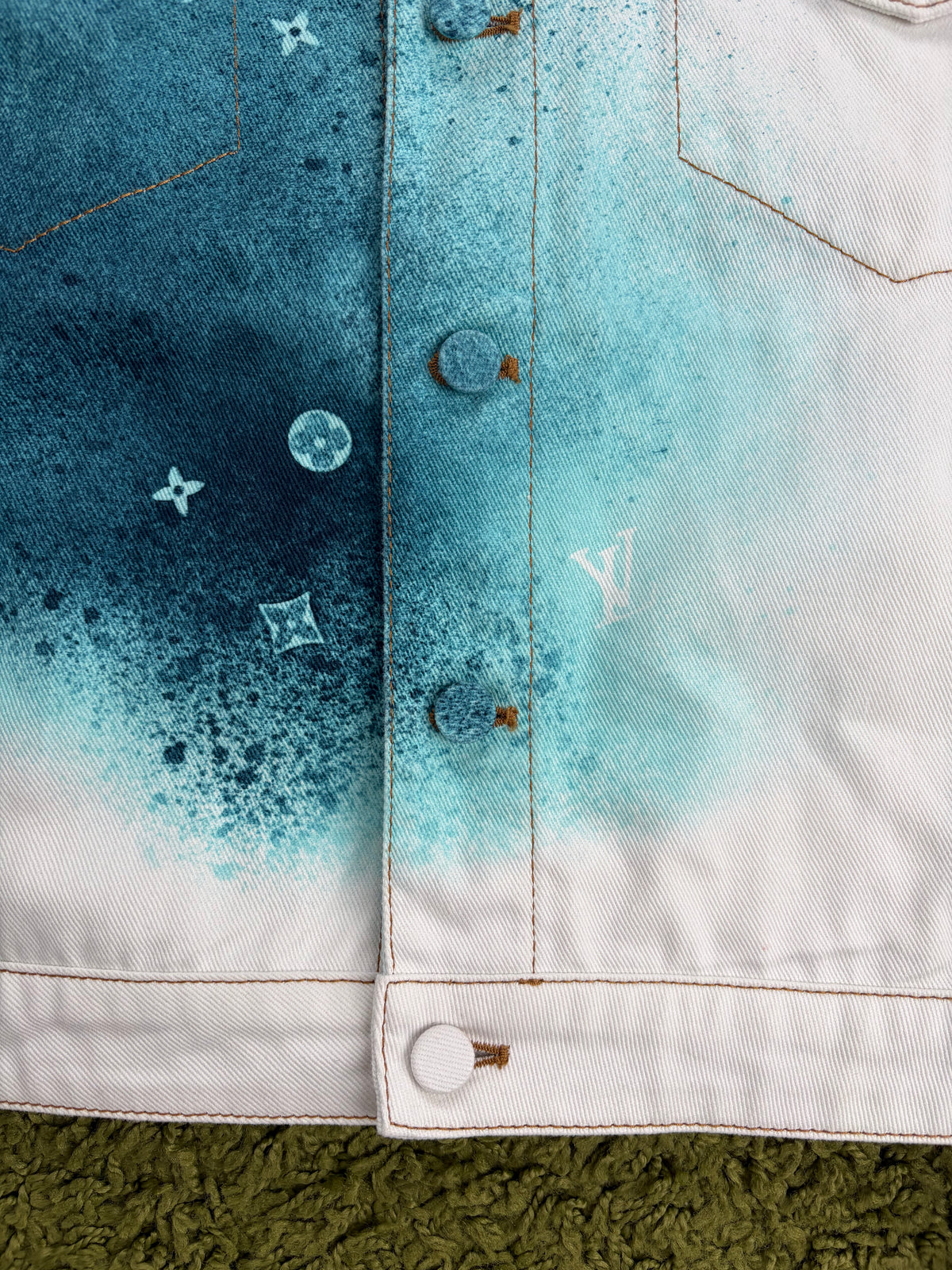 Giacca Louis Vuitton Spray in Denim Bianca Multicolor 54