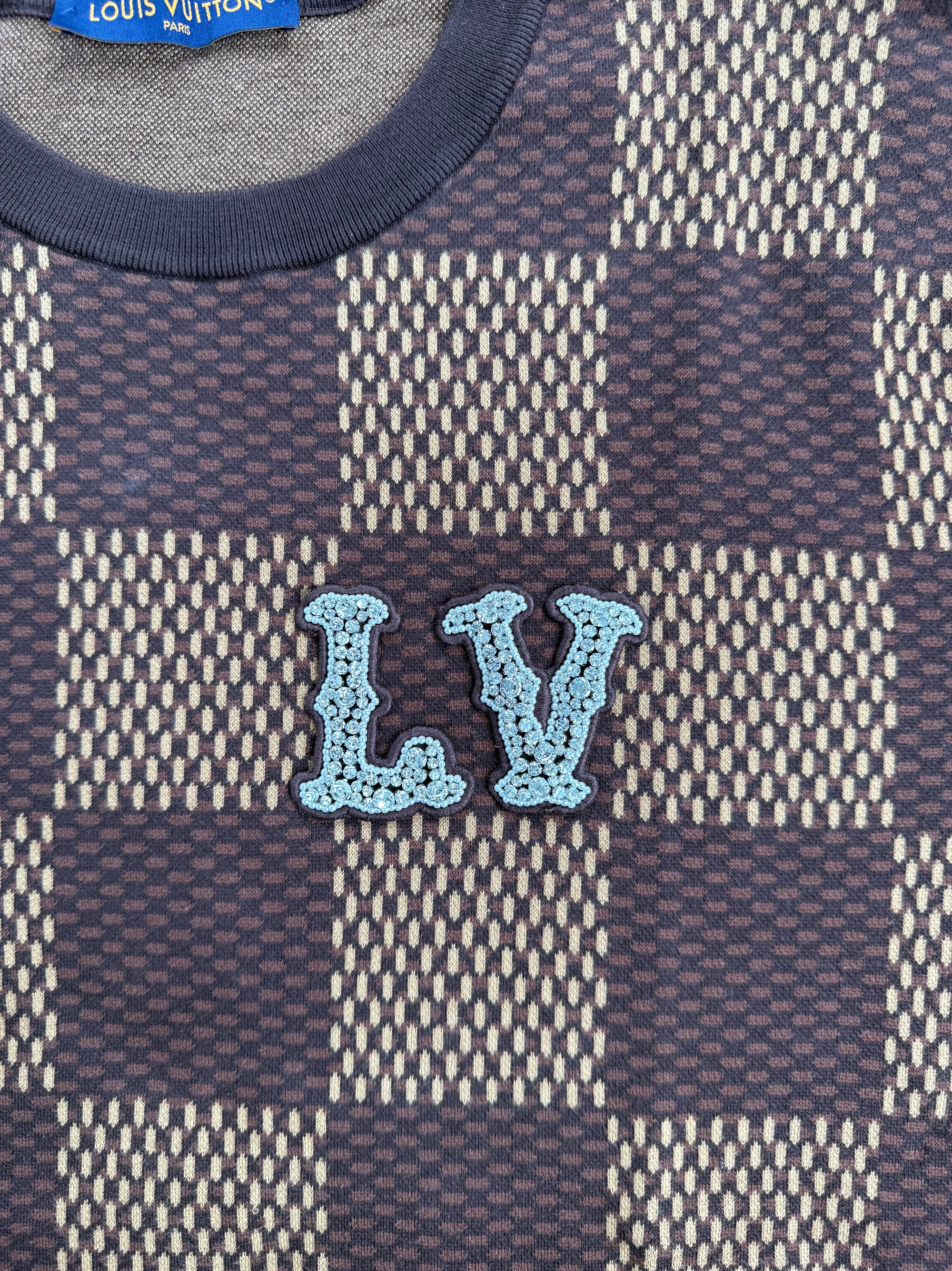 T-Shirt Damier Ébène Louis Vuitton Marrone 4L