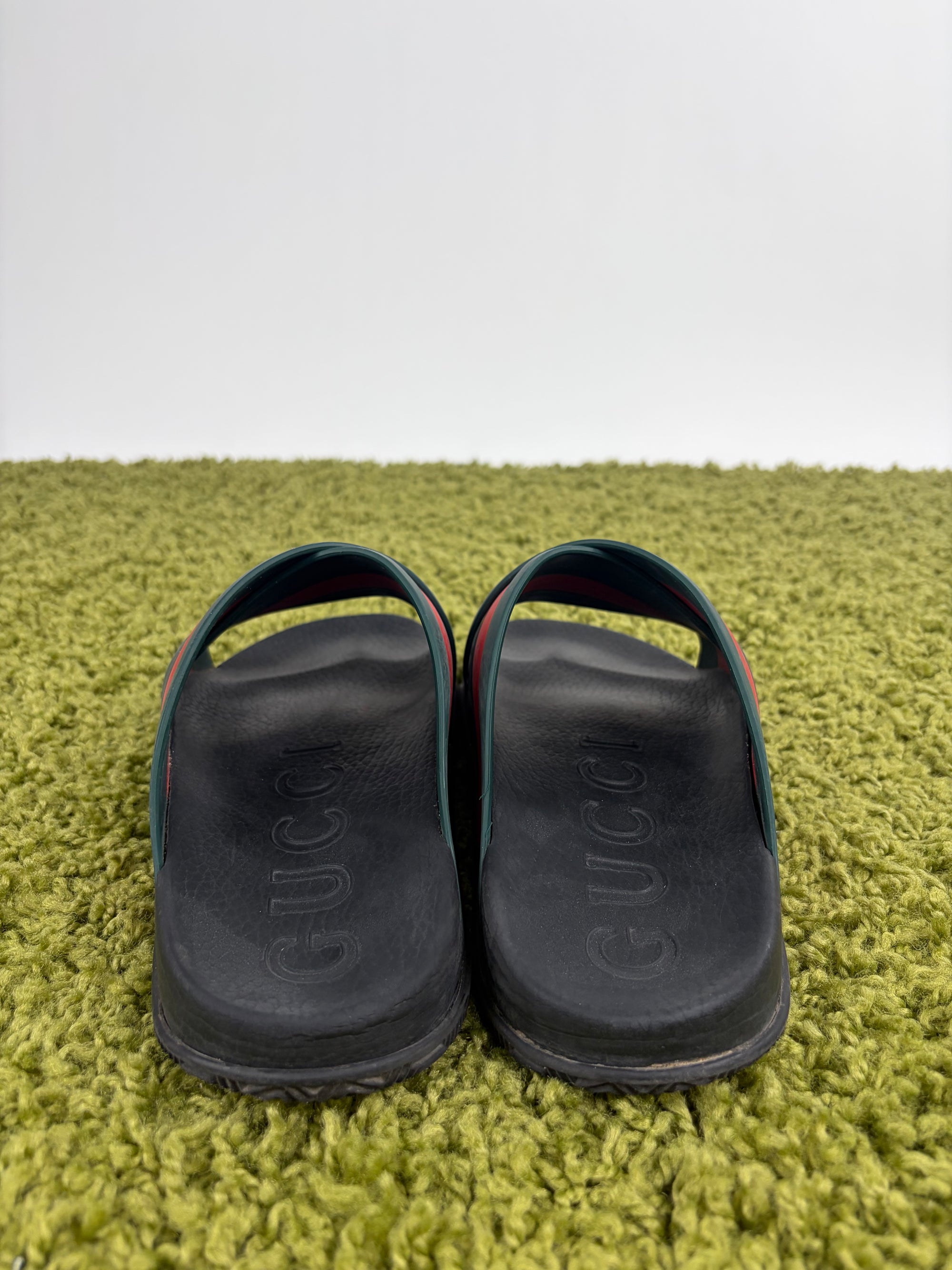 Sandali Gucci Size 9=43 nere verdi e rosse