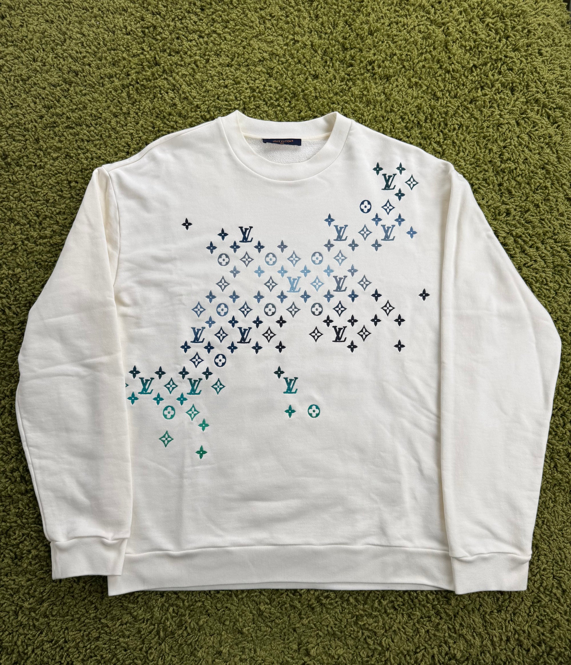 Louis Vuitton Felpa Bianca con Monogram Azzurro XXL