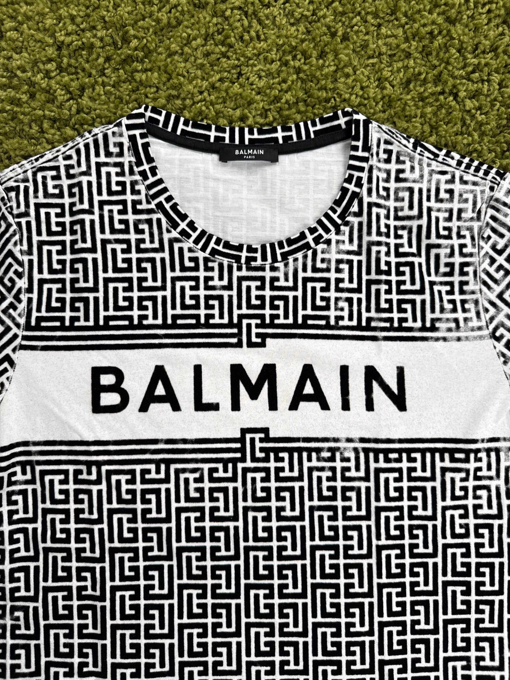 T-Shirt Balmain Monogram Bianco Nera L