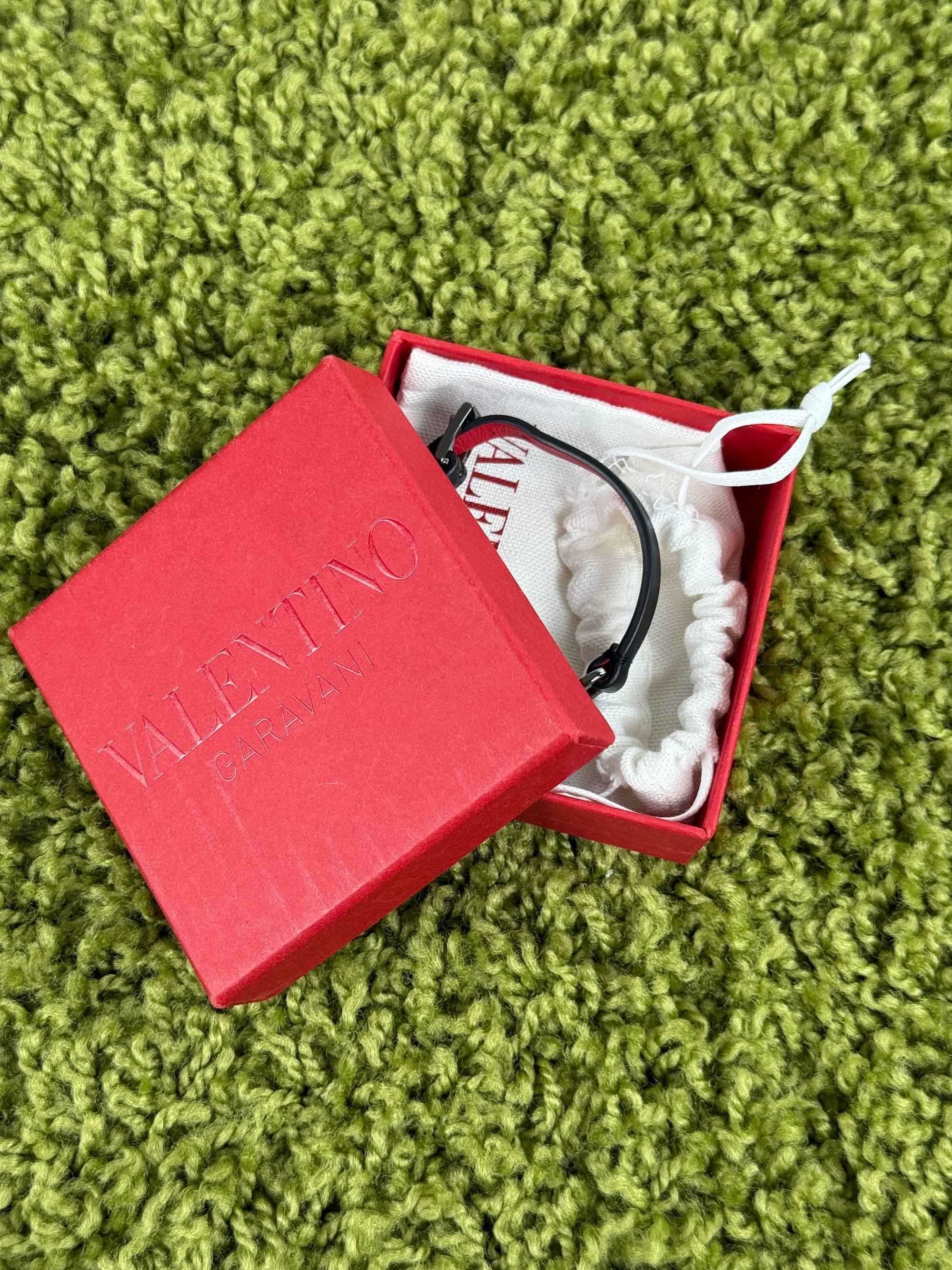Bracciale Valentino Garavani In Pelle Nero Rosso
