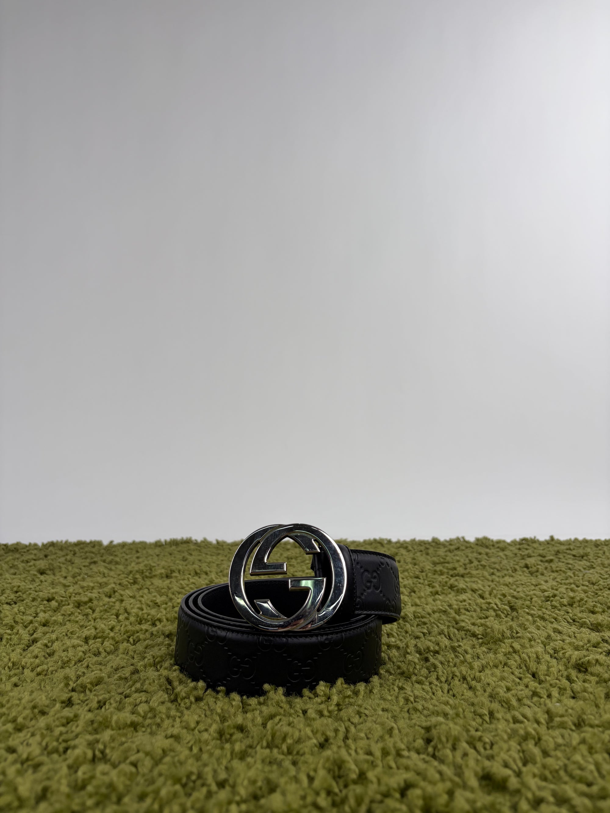 Cintura Gucci nera e argento