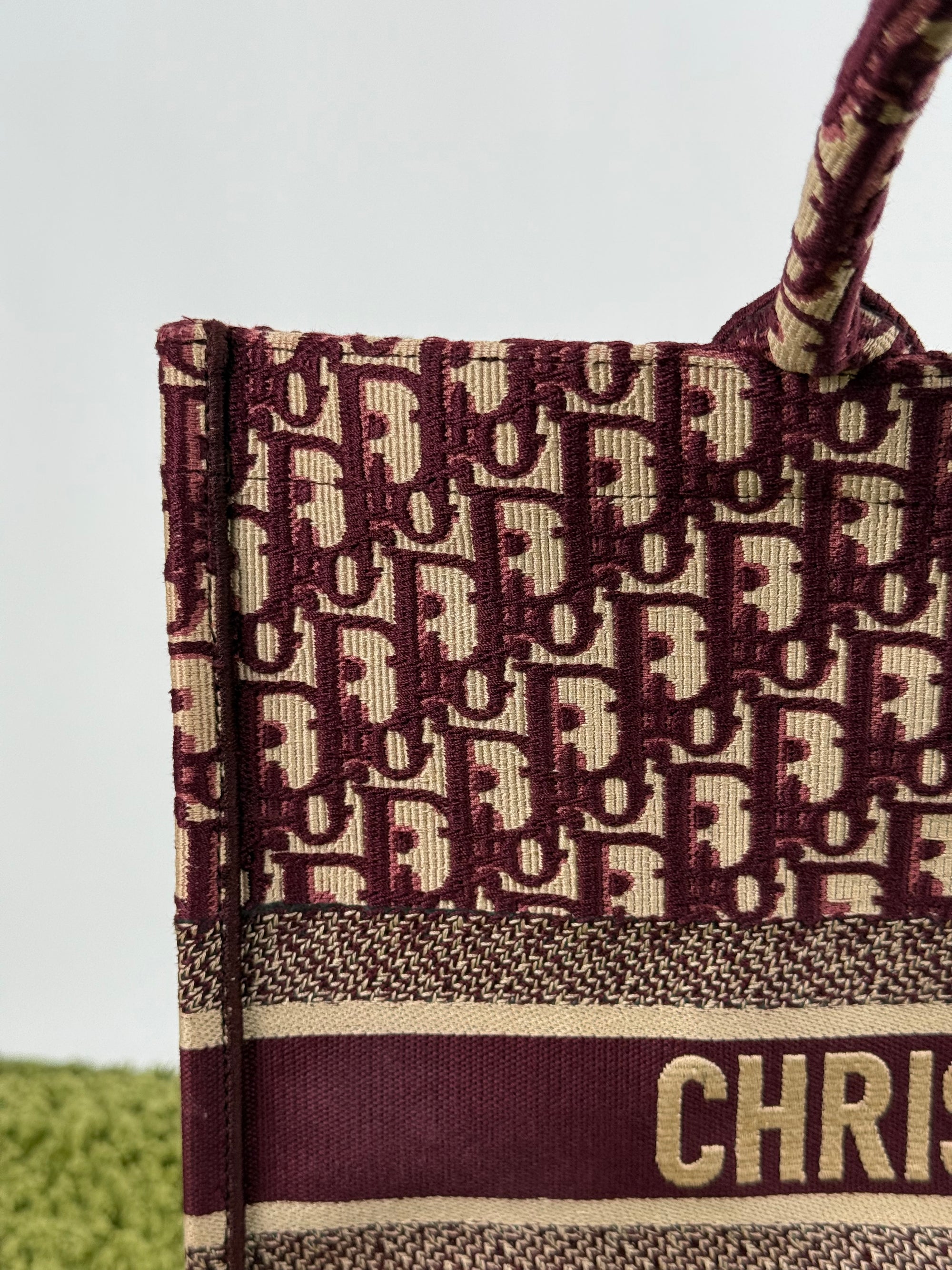 Borsa Tote Book in Tela Christian Dior Bordeaux