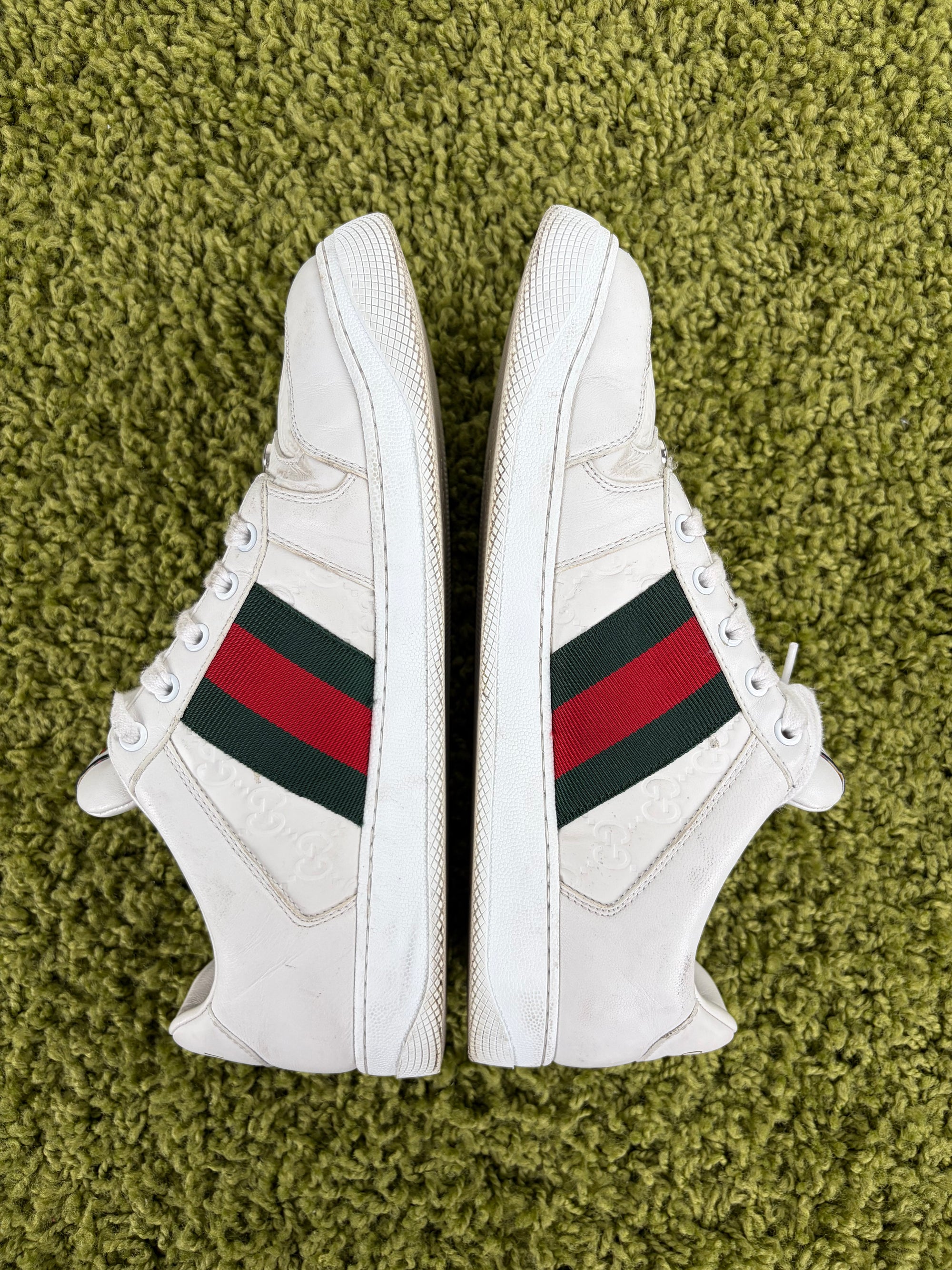 Gucci Ace Size 9=43 calza 43.5 bianche rosse e verdi