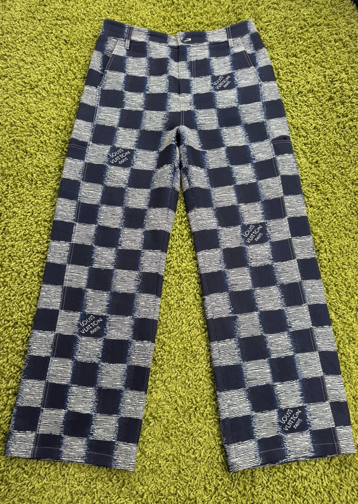 Pantalone Louis Vuitton damier 50 blu