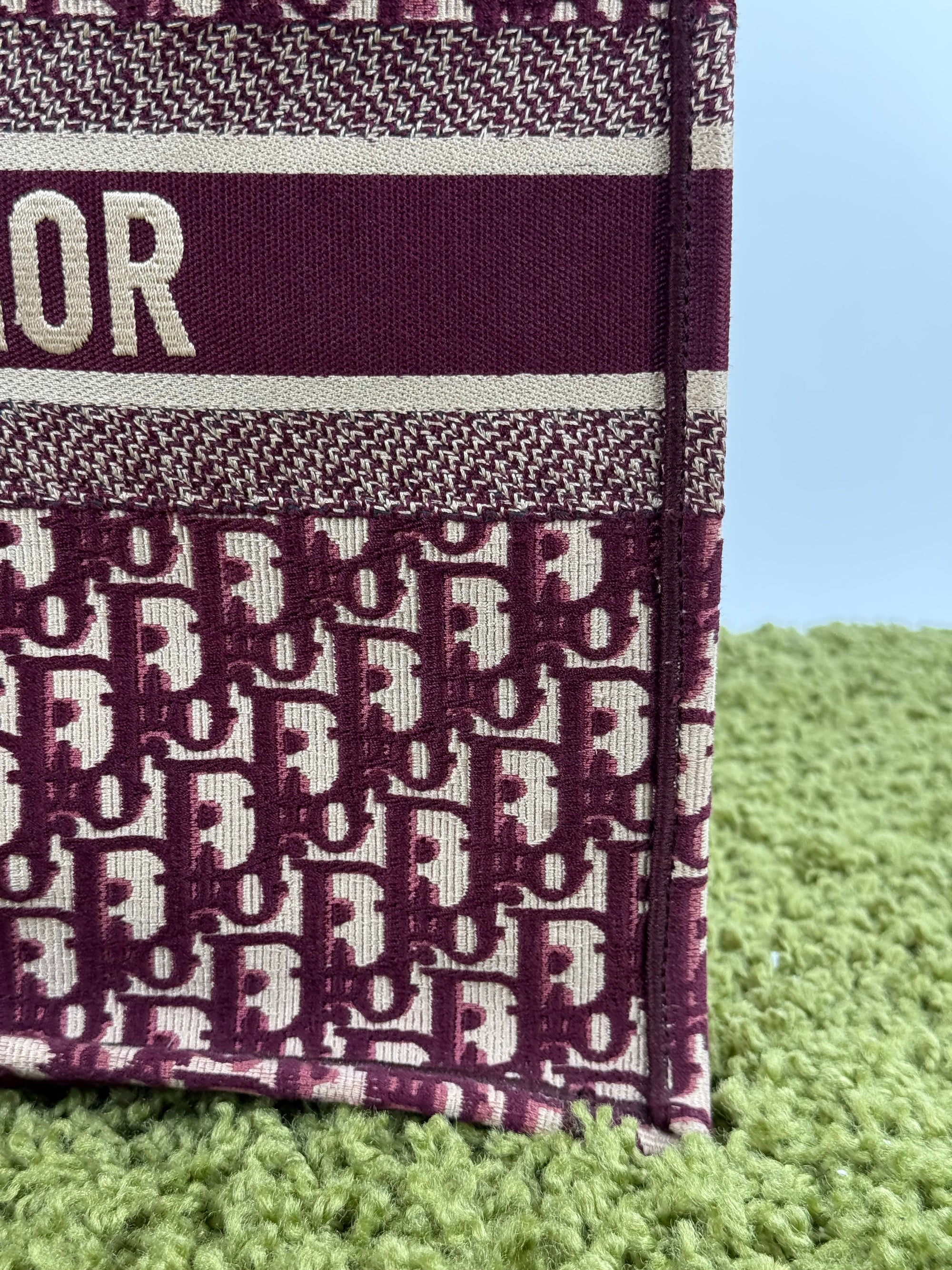 Borsa Tote Book in Tela Christian Dior Bordeaux
