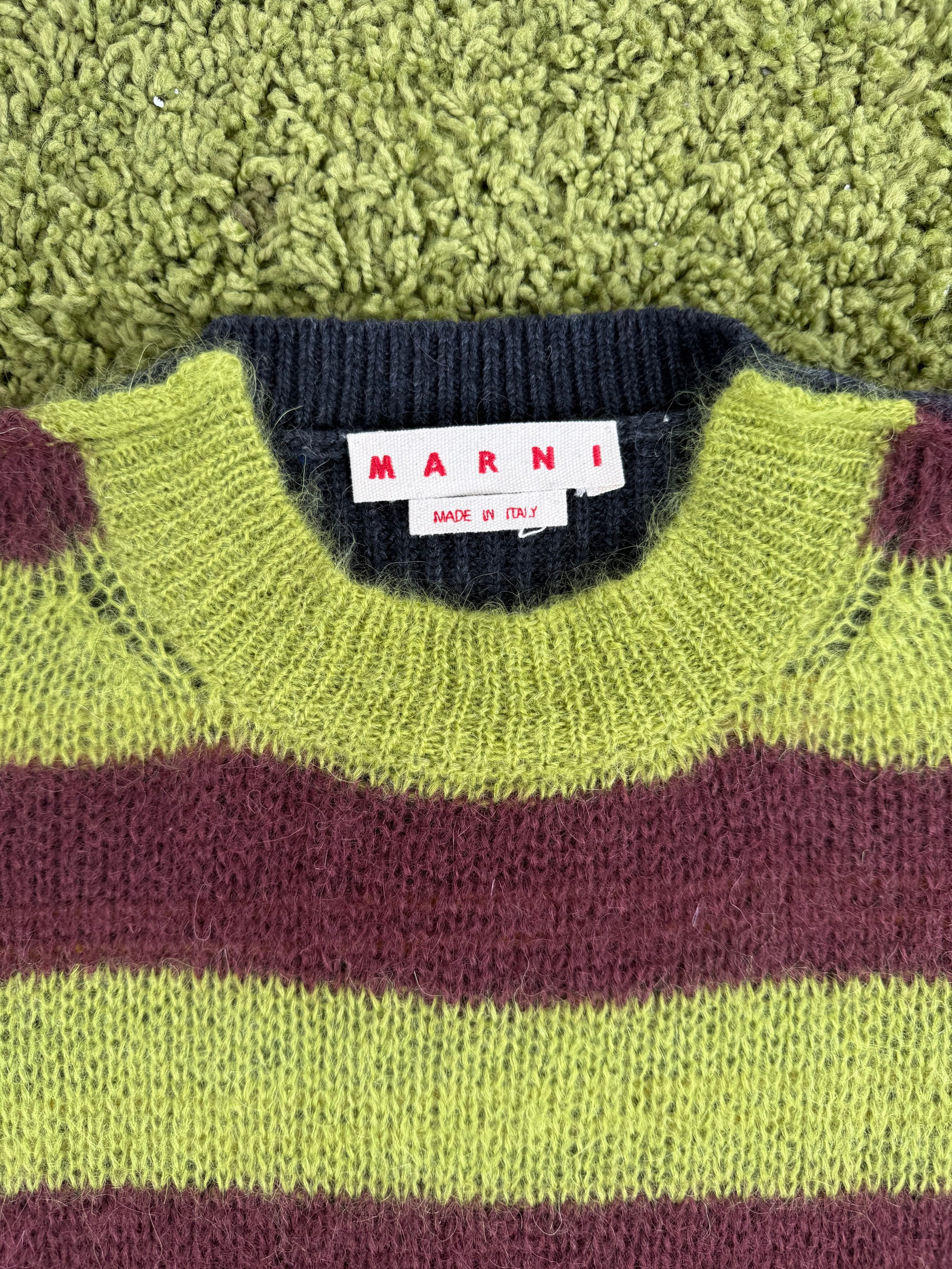 Maglione a Righe Marni Verde Nero 48