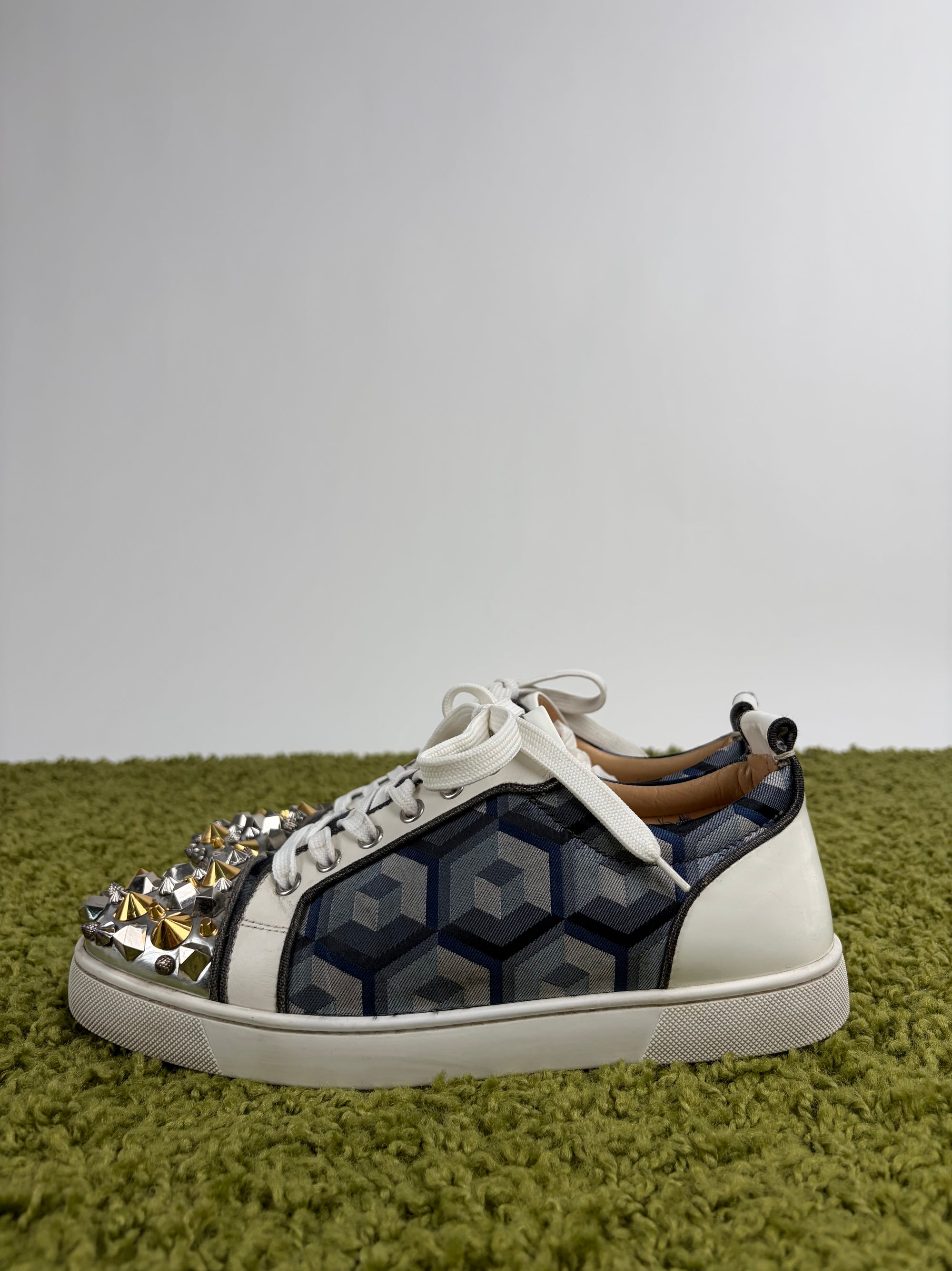 Louboutin basse Size 40.5 blu oro e argento