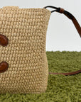 Borsa Celine Cabas Thais in rafia beige e marrone