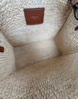 Borsa Celine Cabas Thais in rafia beige e marrone