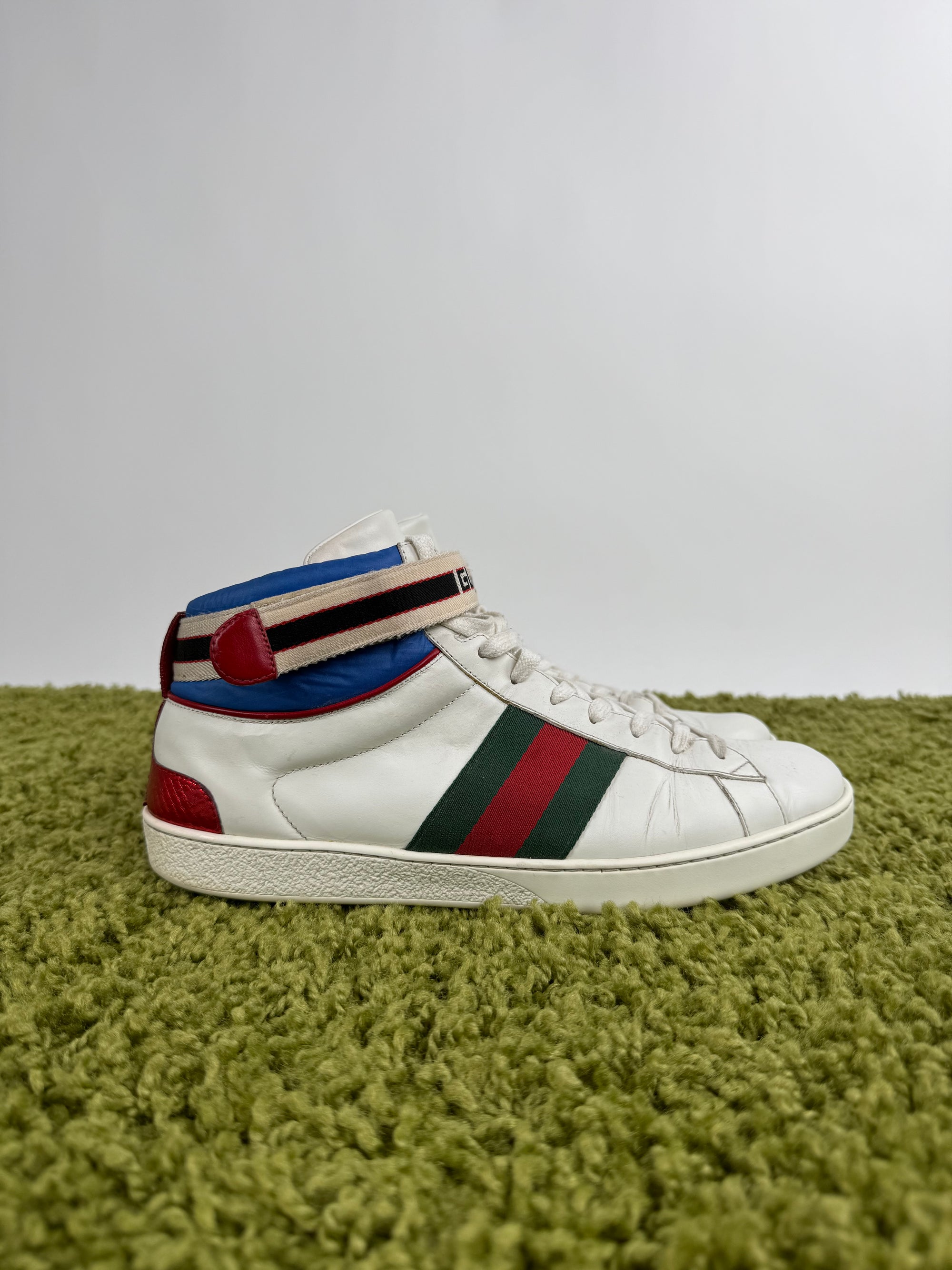 Gucci Ace Stripe High Bianche 9.5