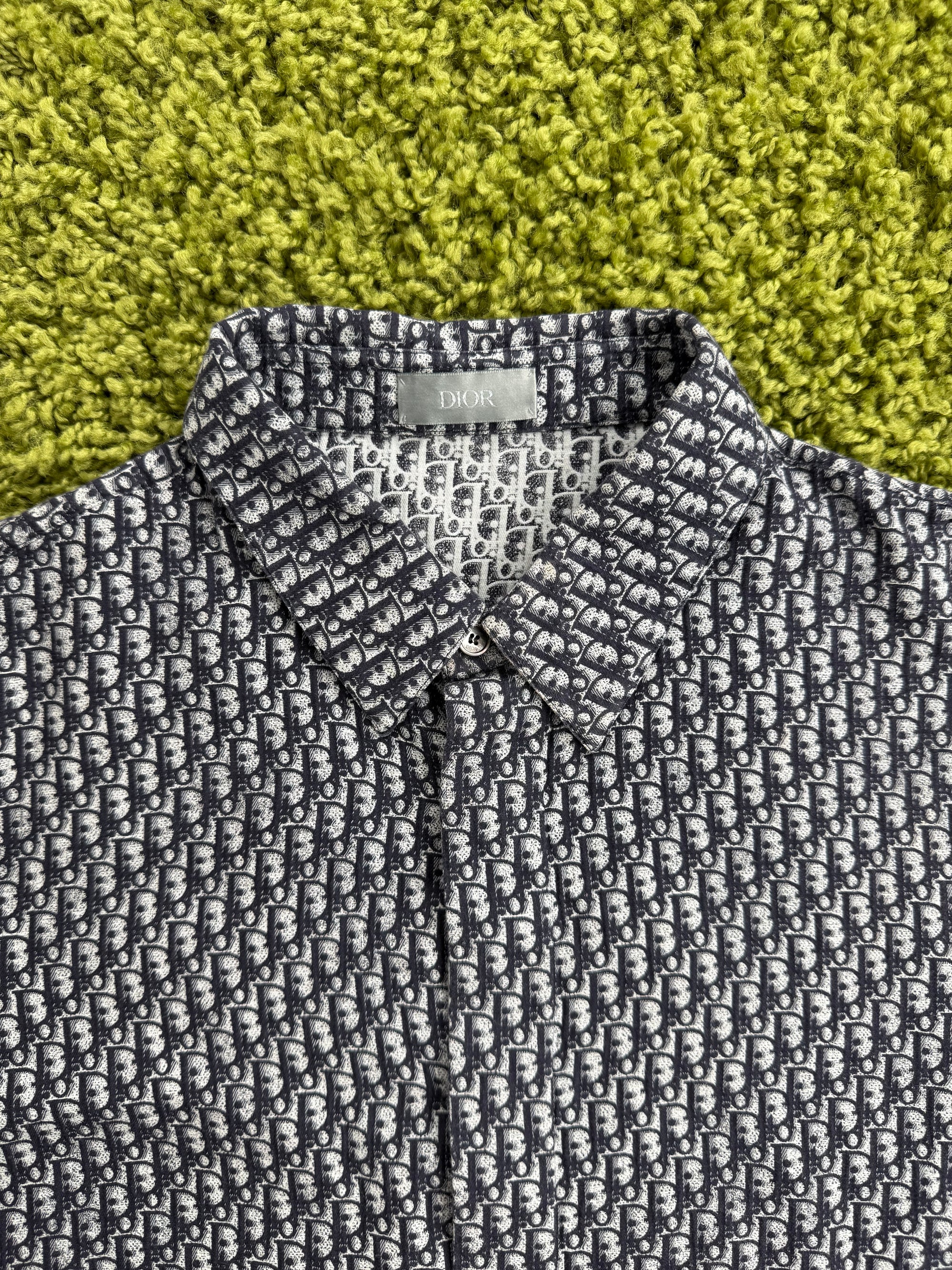 Camicia Christian Dior Con Monogram in Oblique Blu Navy 41