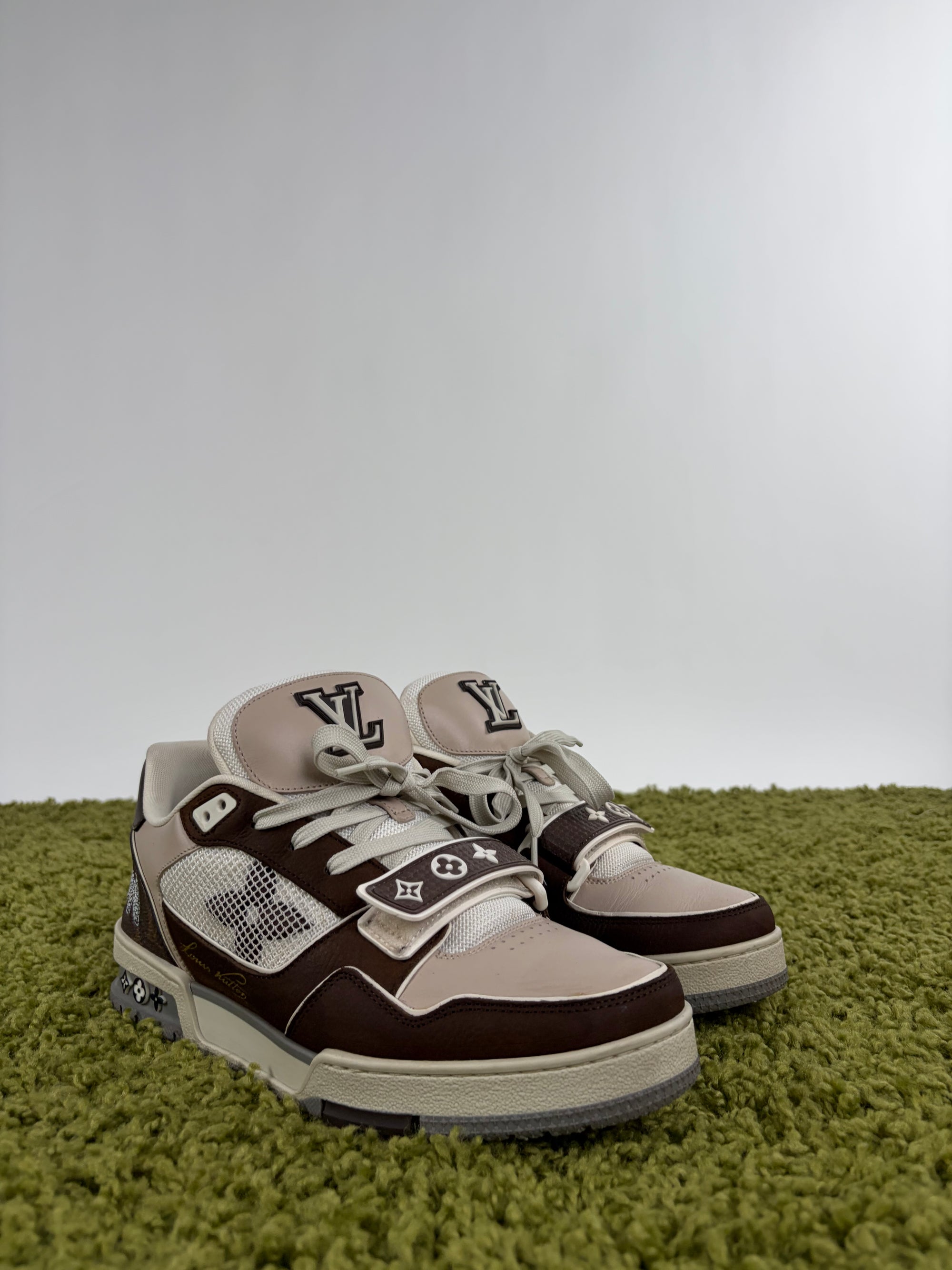 Louis vuitton trainer 6=40 calza 41 marrone bianco e panna
