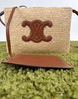 Borsa Celine Cabas Thais in rafia beige e marrone