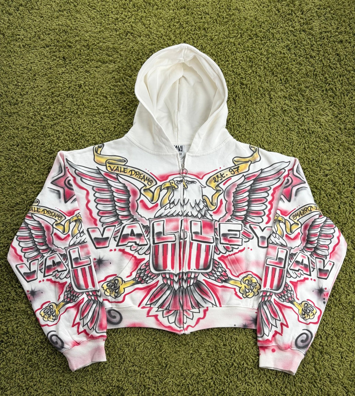 Felpa Valley Dreams Flag zip Up Bianca Multicolor M - Second Hand Di Fiore