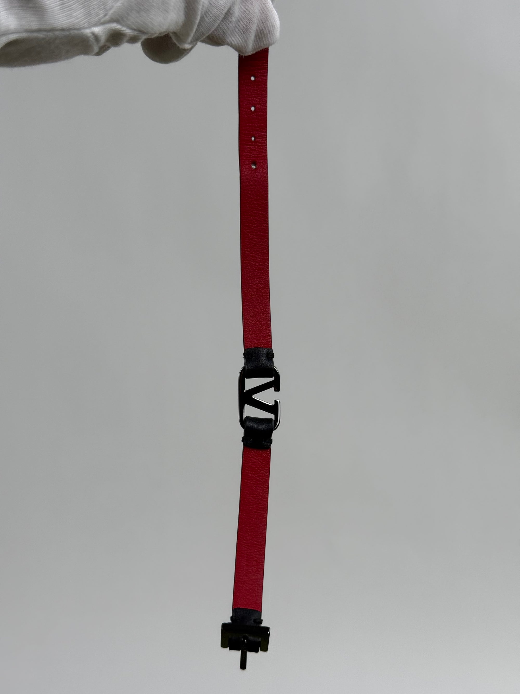 Bracciale Valentino Garavani In Pelle Nero Rosso