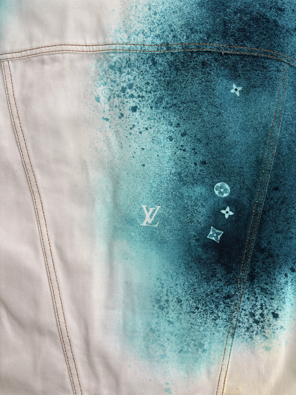 Giacca Louis Vuitton Spray in Denim Bianca Multicolor 54
