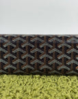 Pochette Goyard Jouvence in tela Goyardine nera con profili marroni