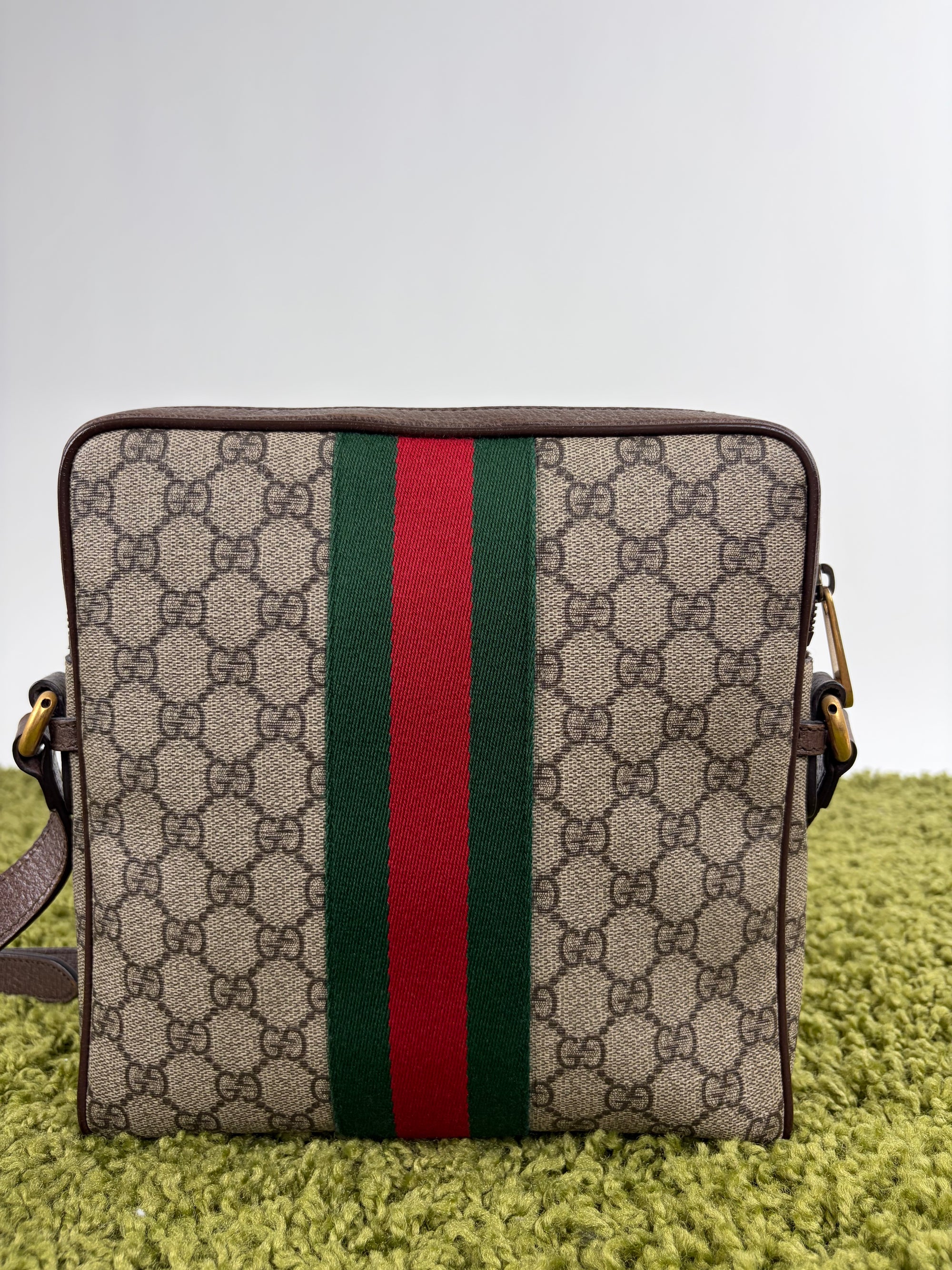 Borsello Gucci beige verde e rosso