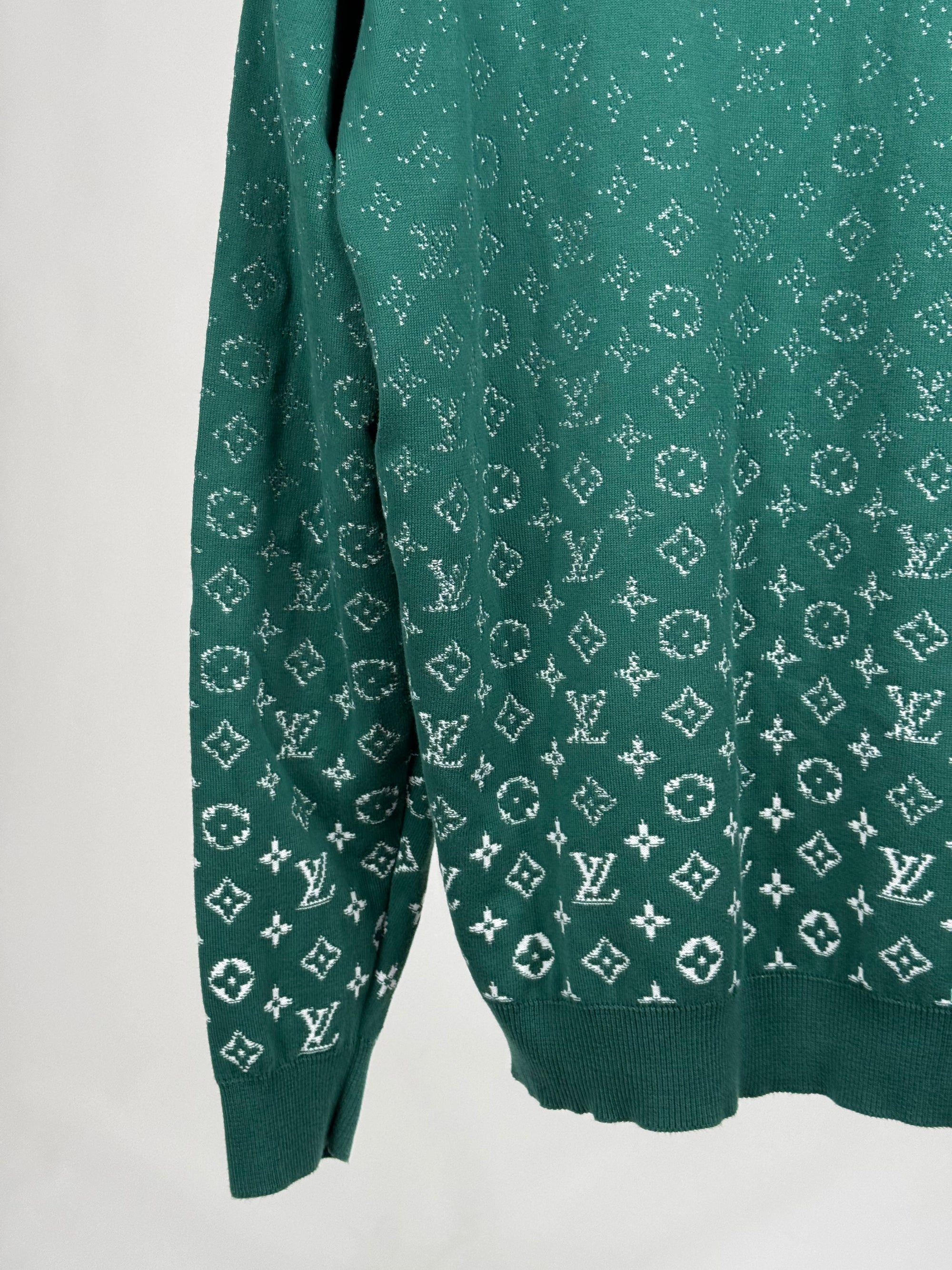 Felpa Louis Vuitton Size XXL verde e bianca