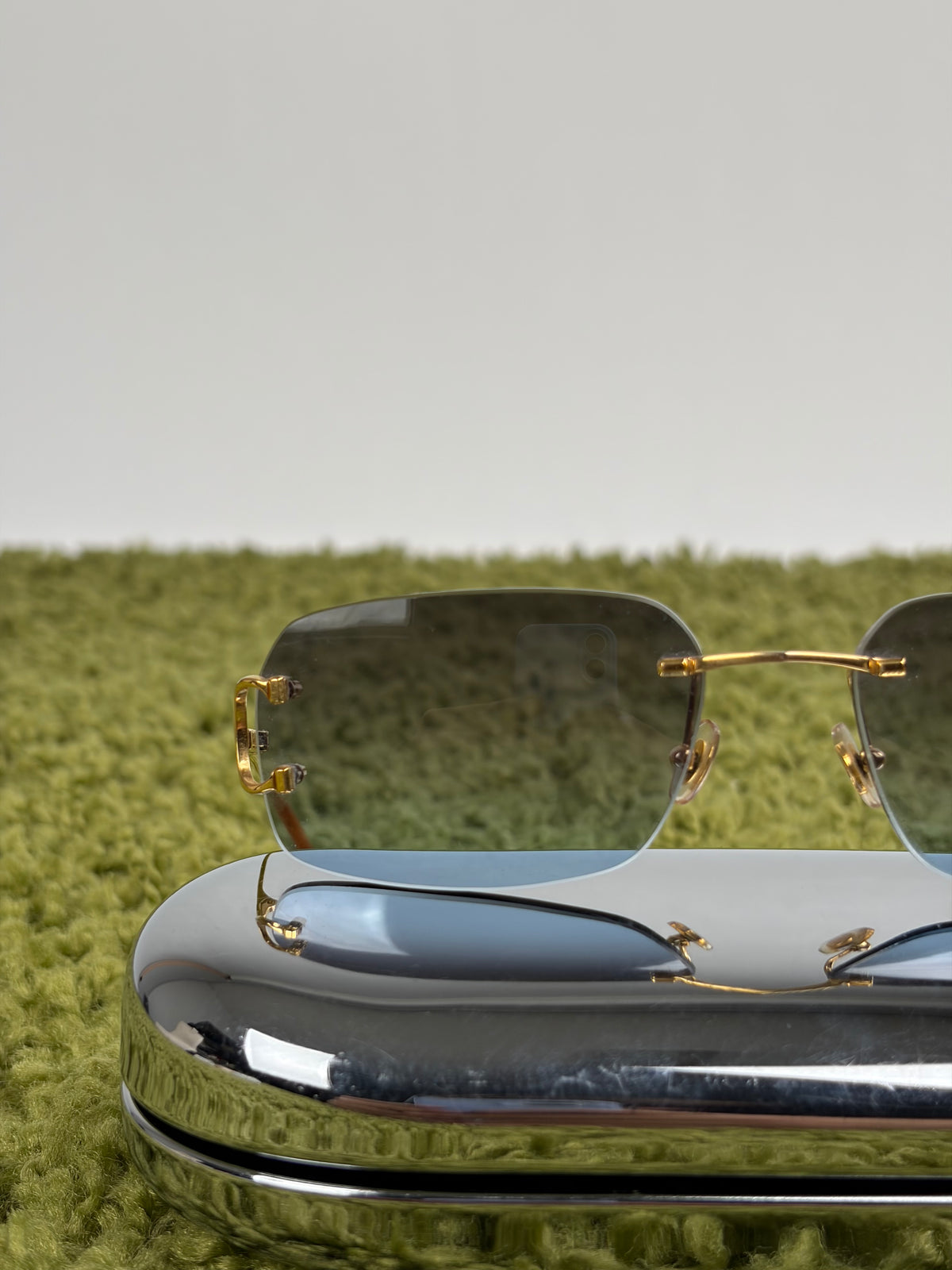Occhiali da sole Rimless Cartier Eyewear Oro con lenti sfumate