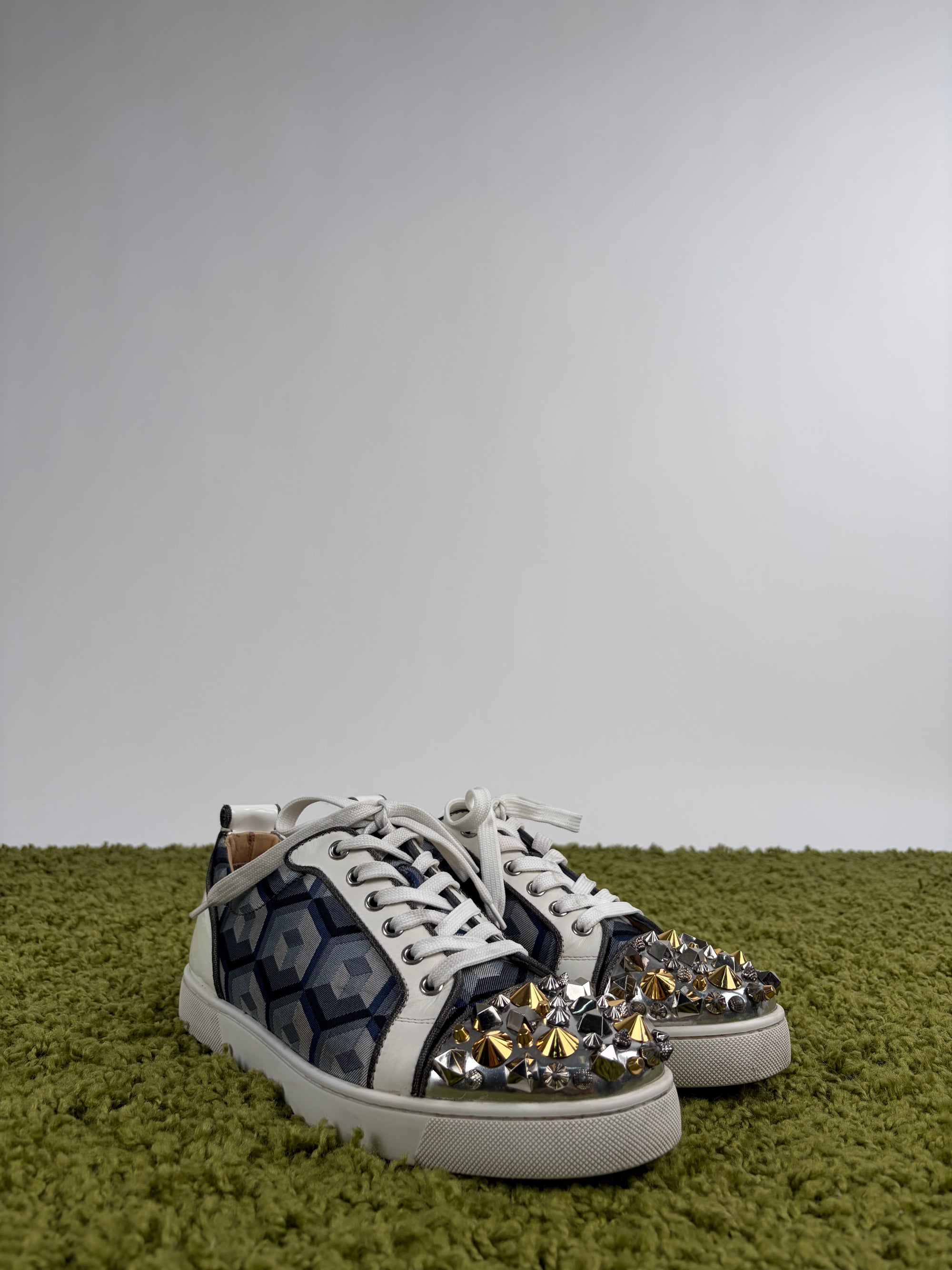 Louboutin basse Size 40.5 blu oro e argento