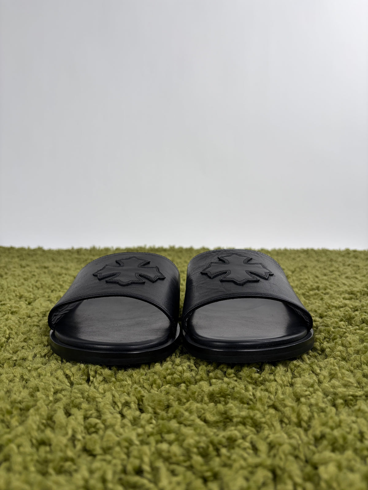 Sandali Slide Chrome Hearts in pelle Nero 45
