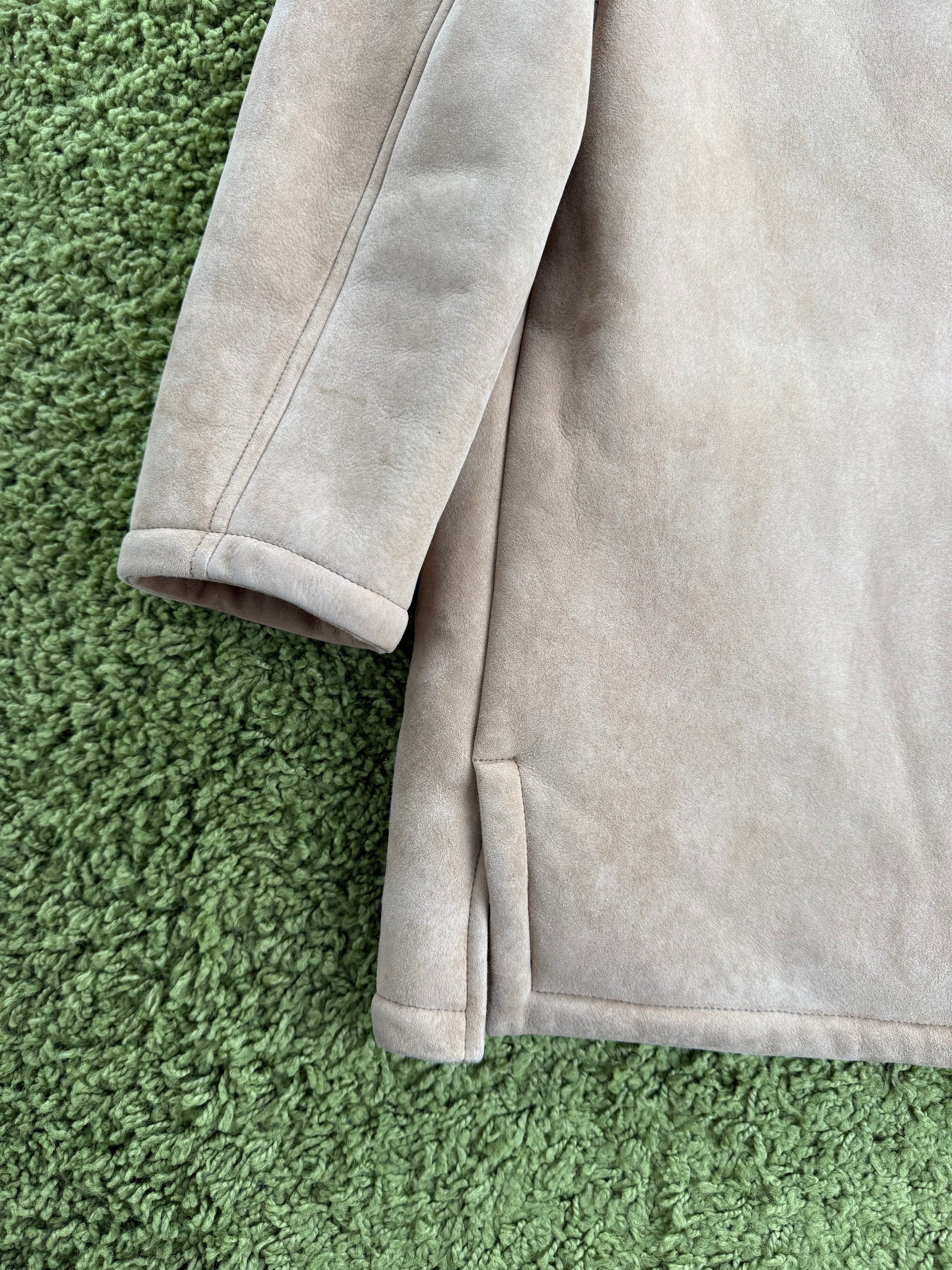 Montone con collo in shearling e bottoni incisi Prada Beige 40