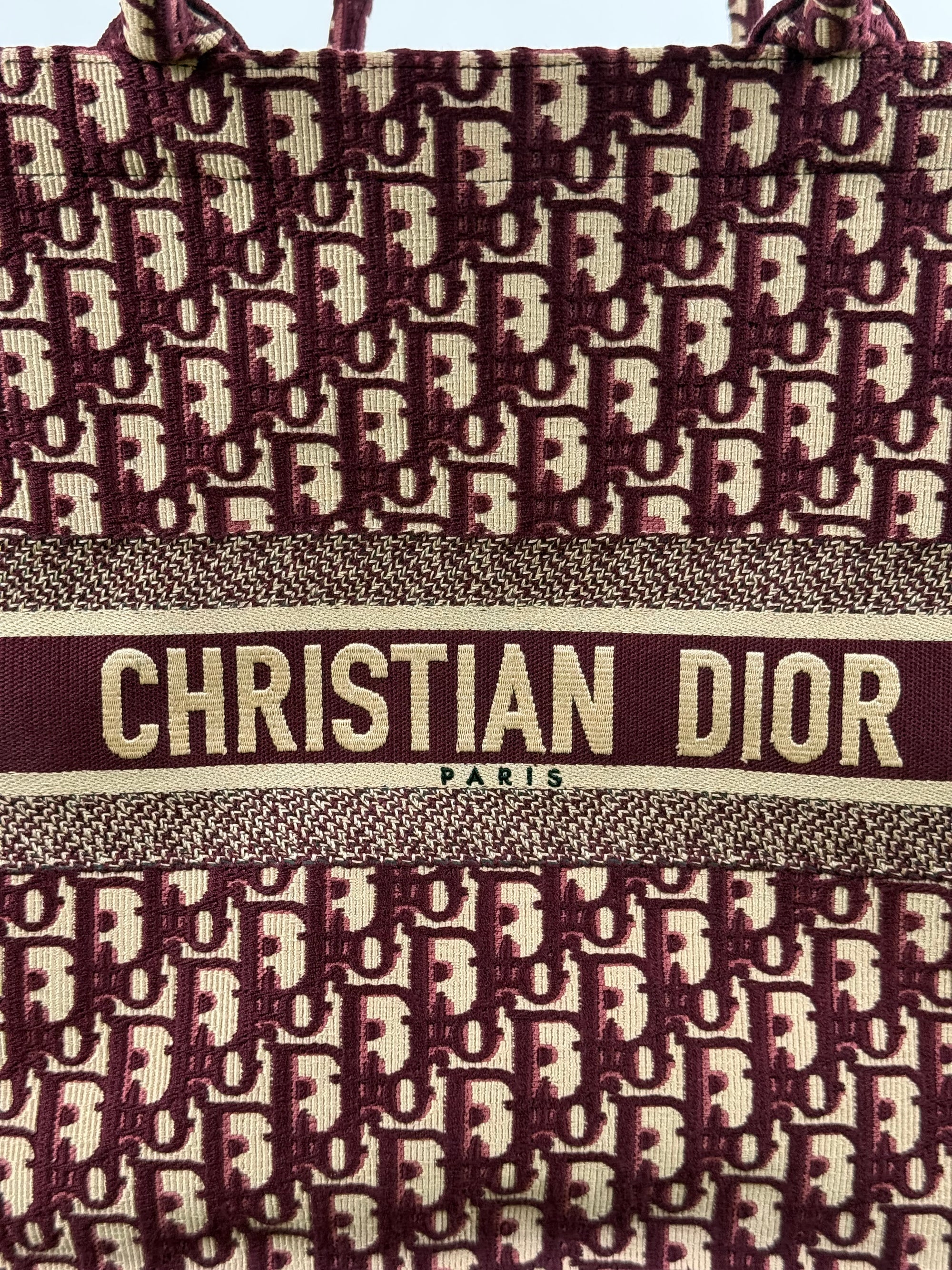 Borsa Tote Book in Tela Christian Dior Bordeaux