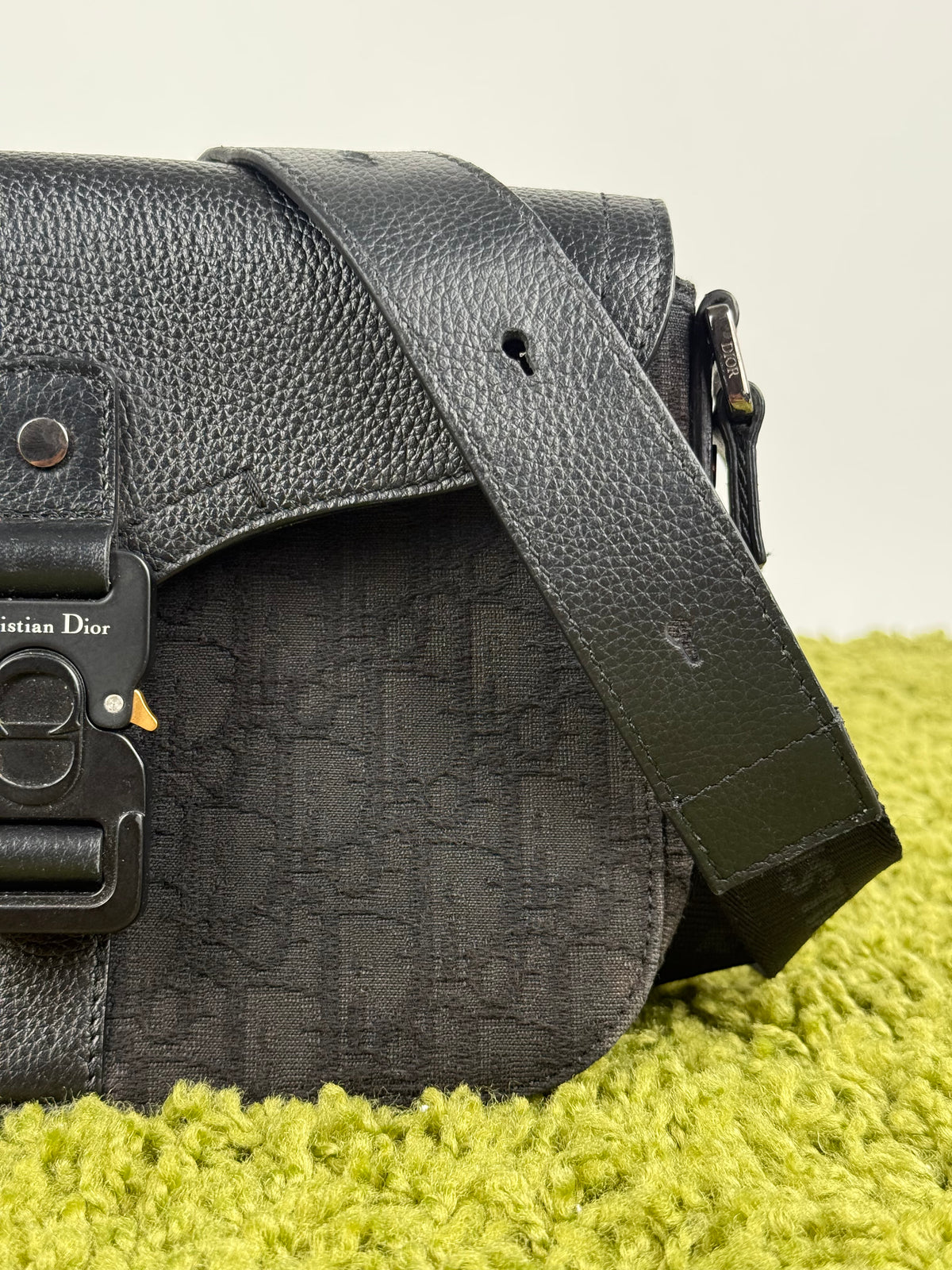 Borsa a tracolla saddle in jacquard Christian Dior Nero