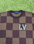 T-Shirt Louis Vuitton con motivi damier Marrone M
