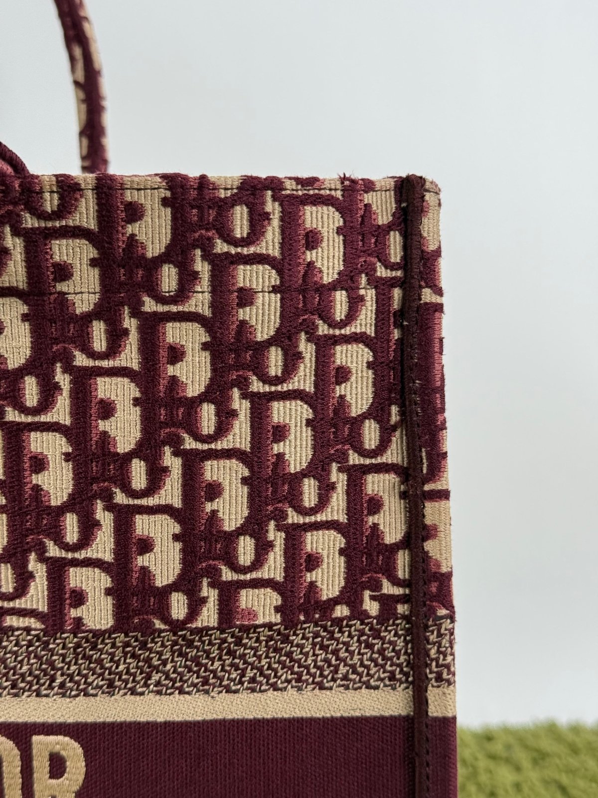 Borsa Tote Book in Tela Christian Dior Bordeaux - Second Hand Di Fiore