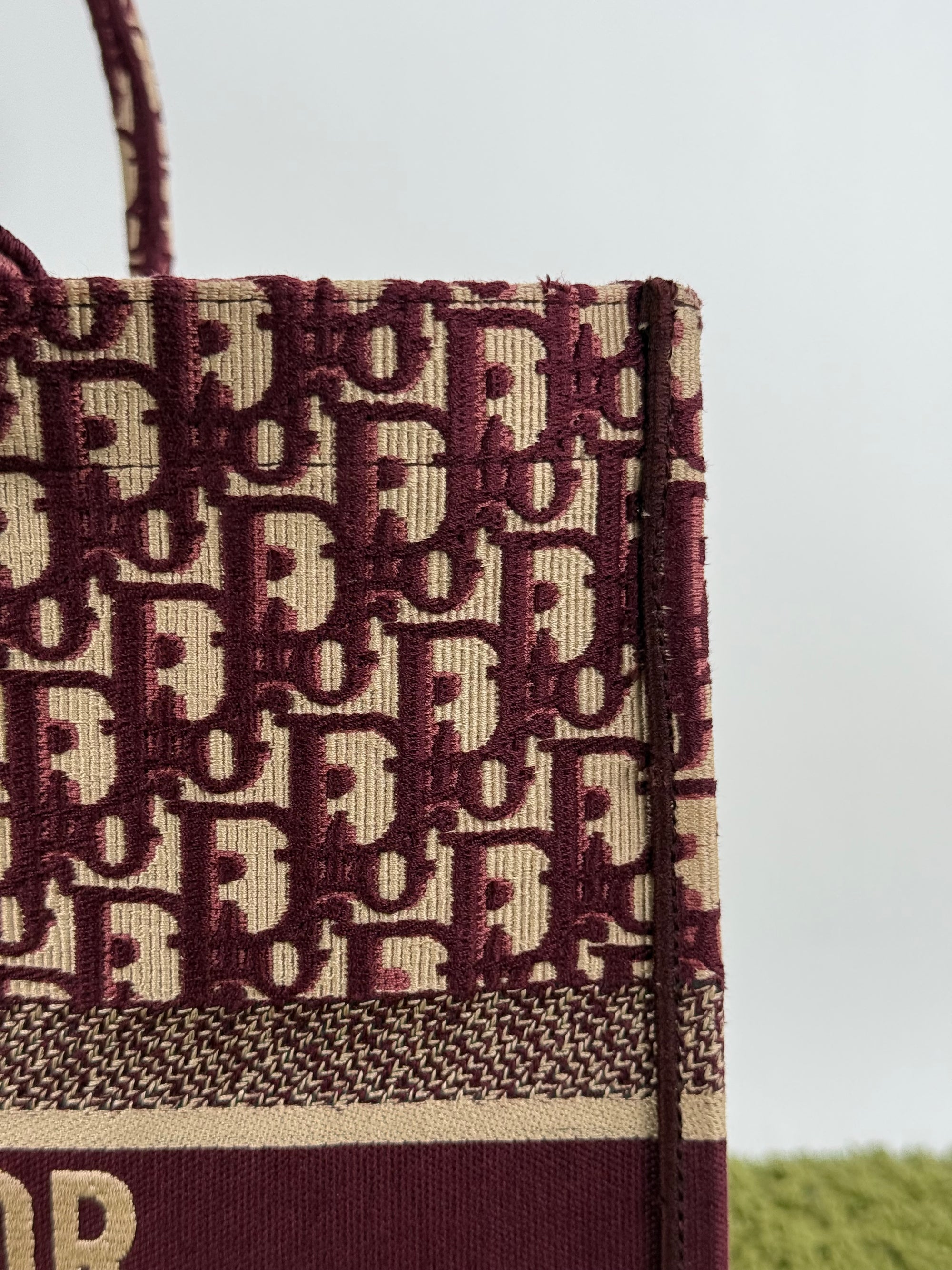 Borsa Tote Book in Tela Christian Dior Bordeaux