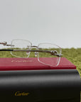 Occhiali Cartier CT0281O con dettagli pantera sulle aste argento
