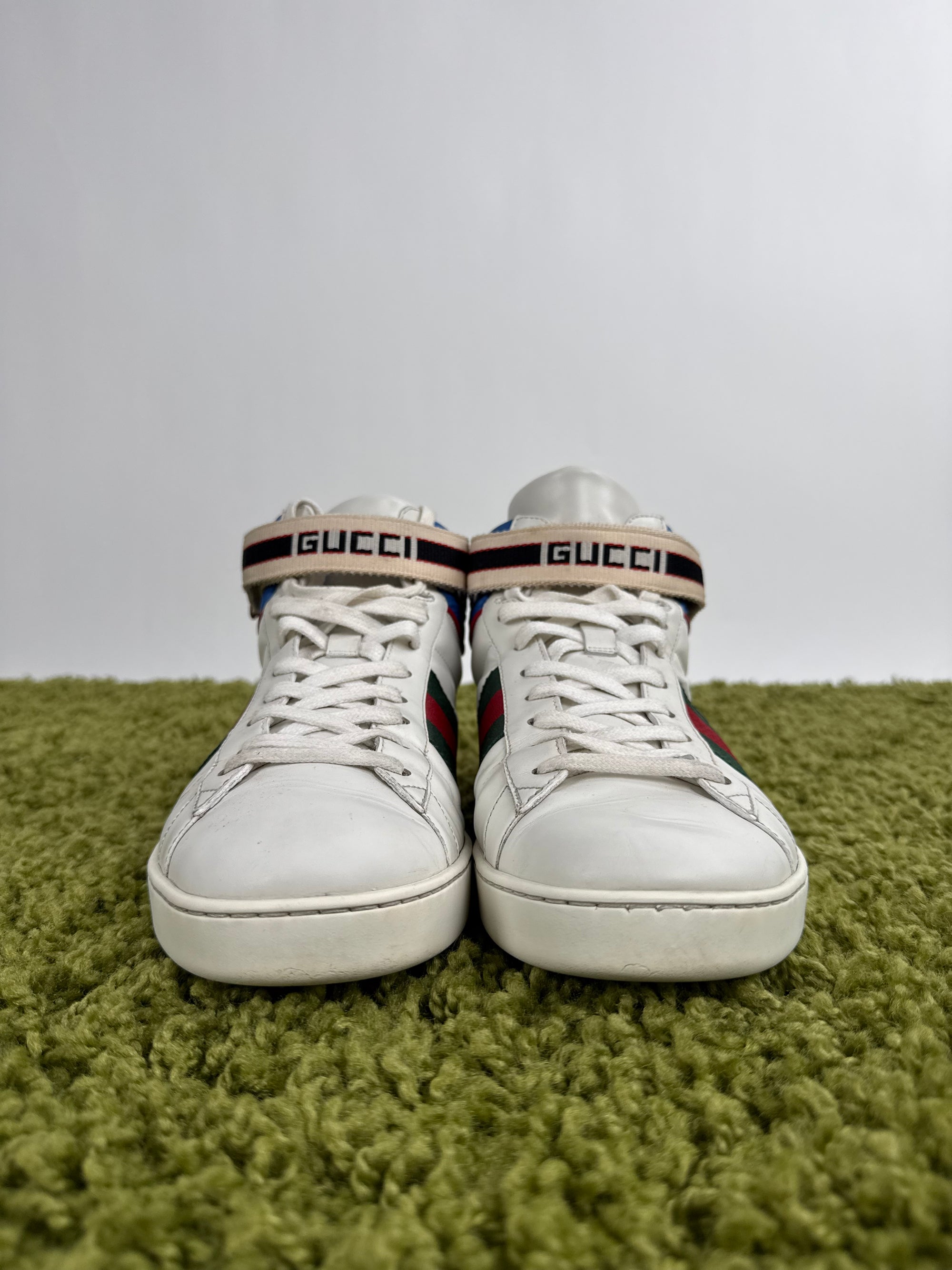 Gucci Ace Stripe High Bianche 9.5