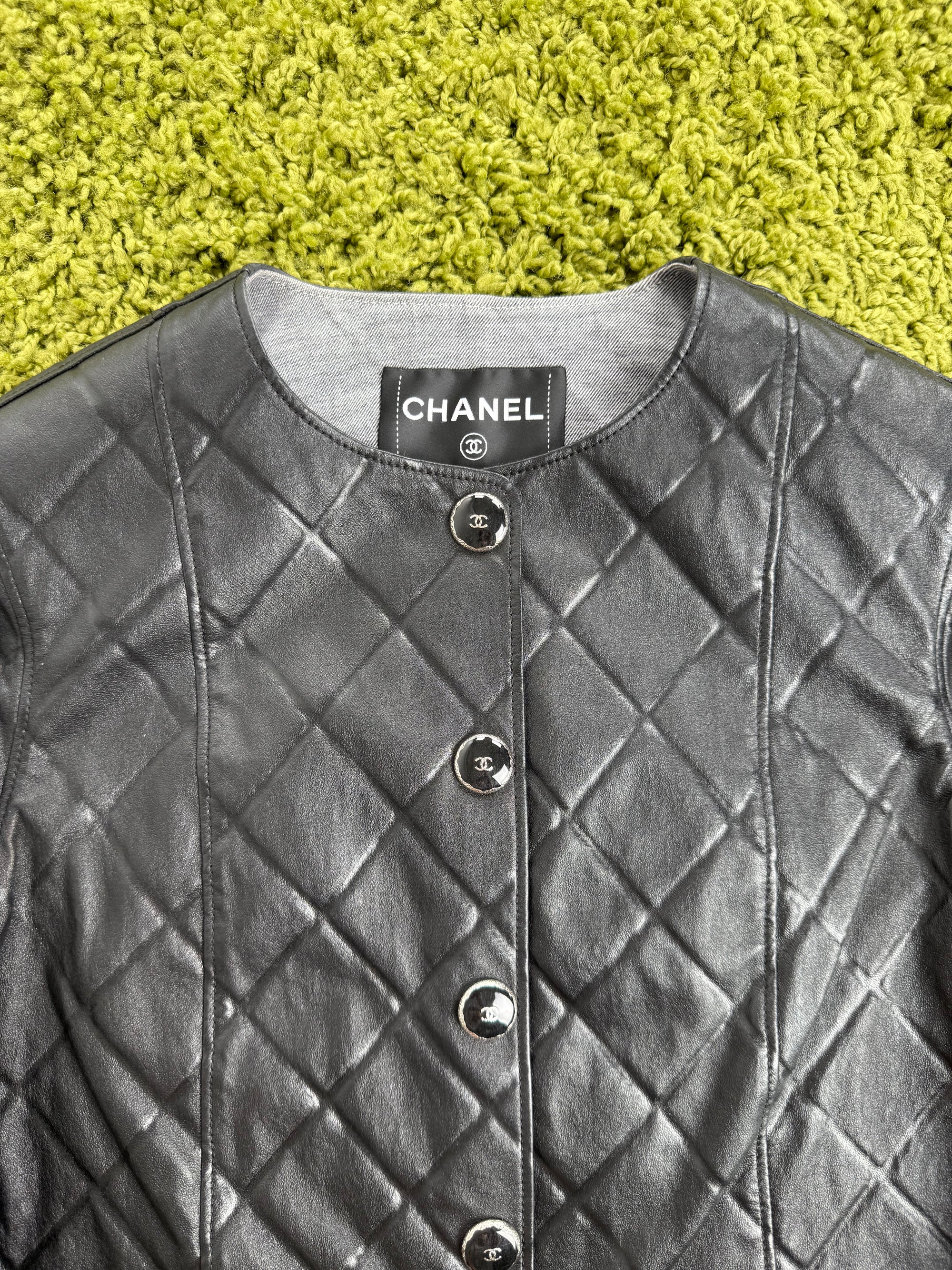 Giacca Trapuntata In pelle Chanel 38